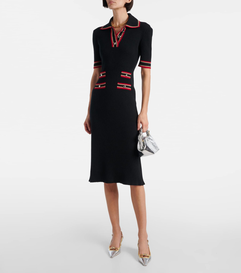 Alessandra Rich Ribbed-knit virgin wool polo dress outlook