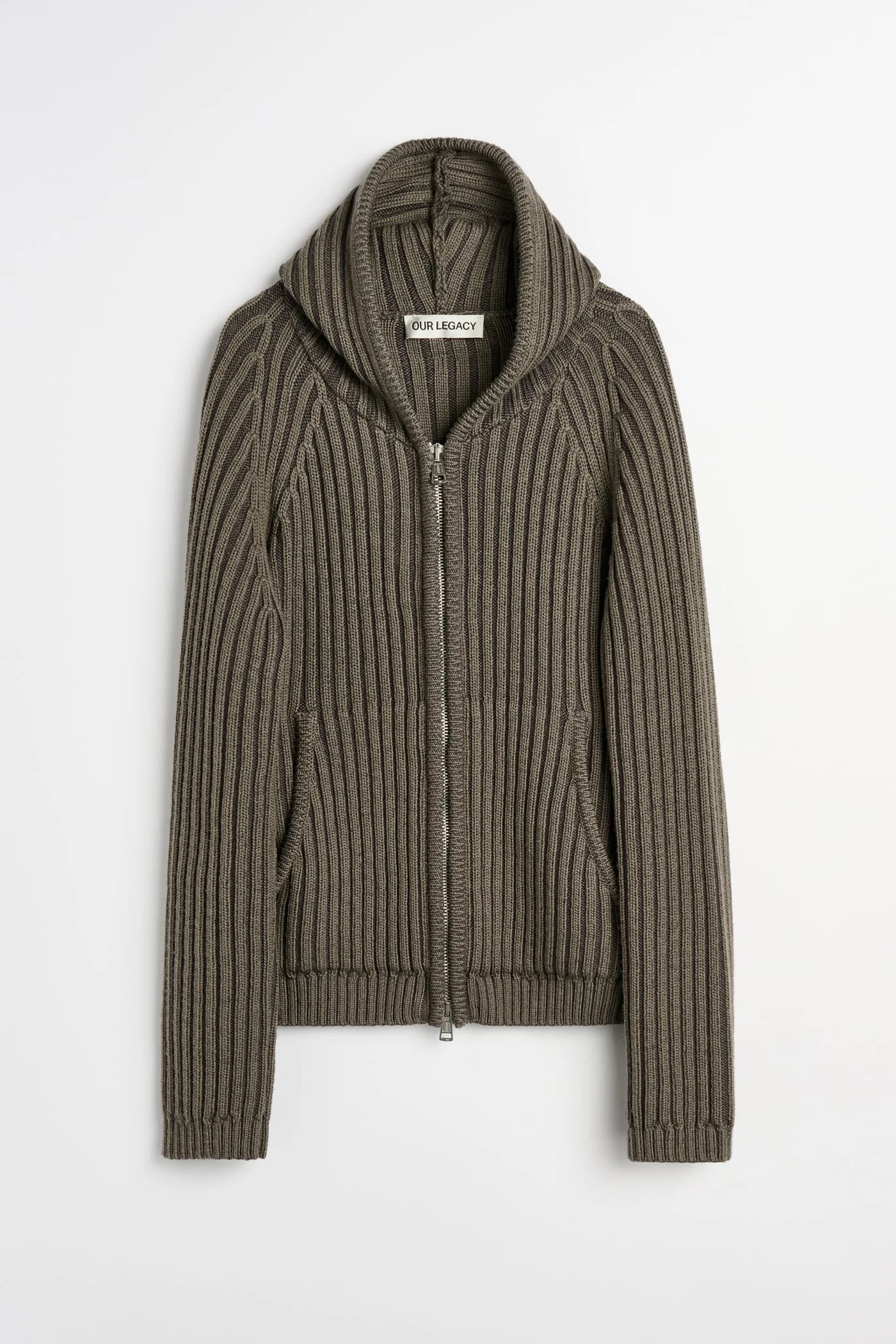 Level Hood Sage Stripe Dry Merino Wool - 1
