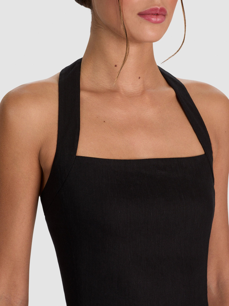 FIONA LINEN HALTER TOP - BLACK 4