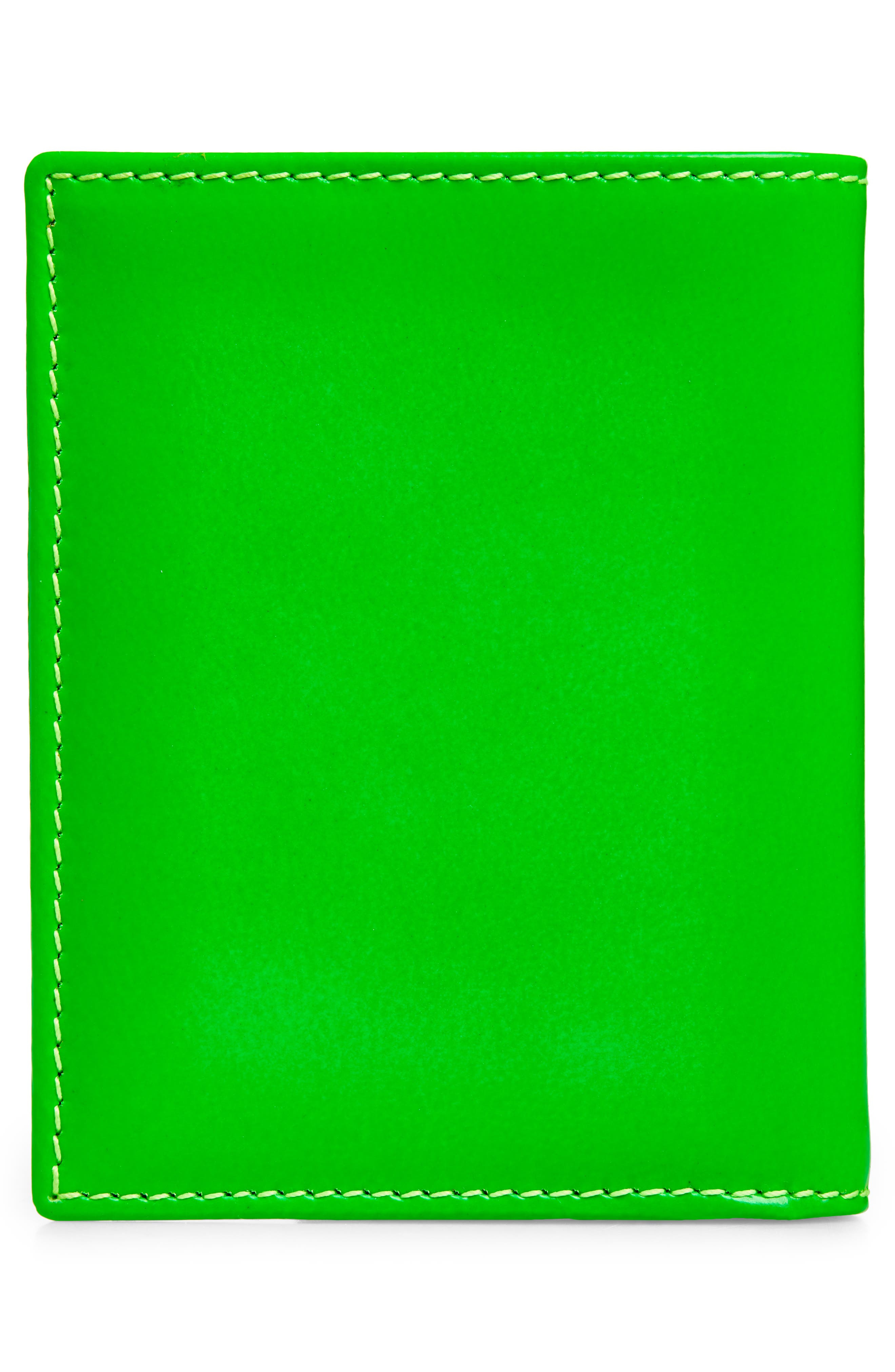 Comme des Garçons Wallets Super Fluorescent Leather Bifold Wallet in Orange/Green at Nordstrom - 3