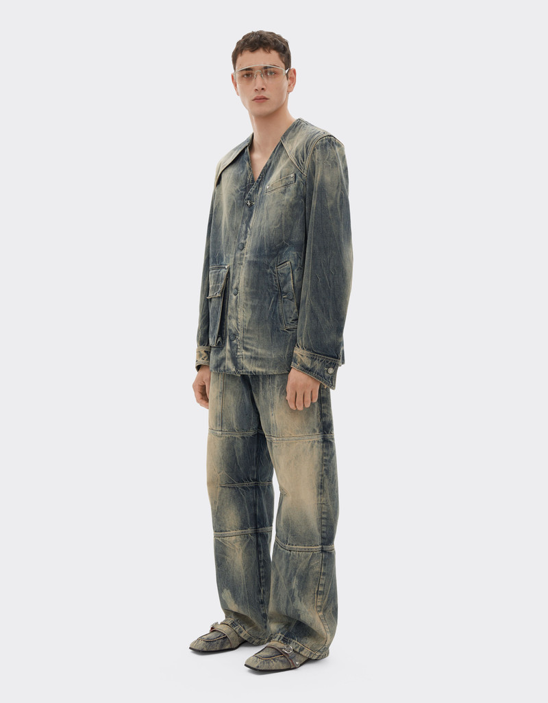 Acid-washed denim trousers 3