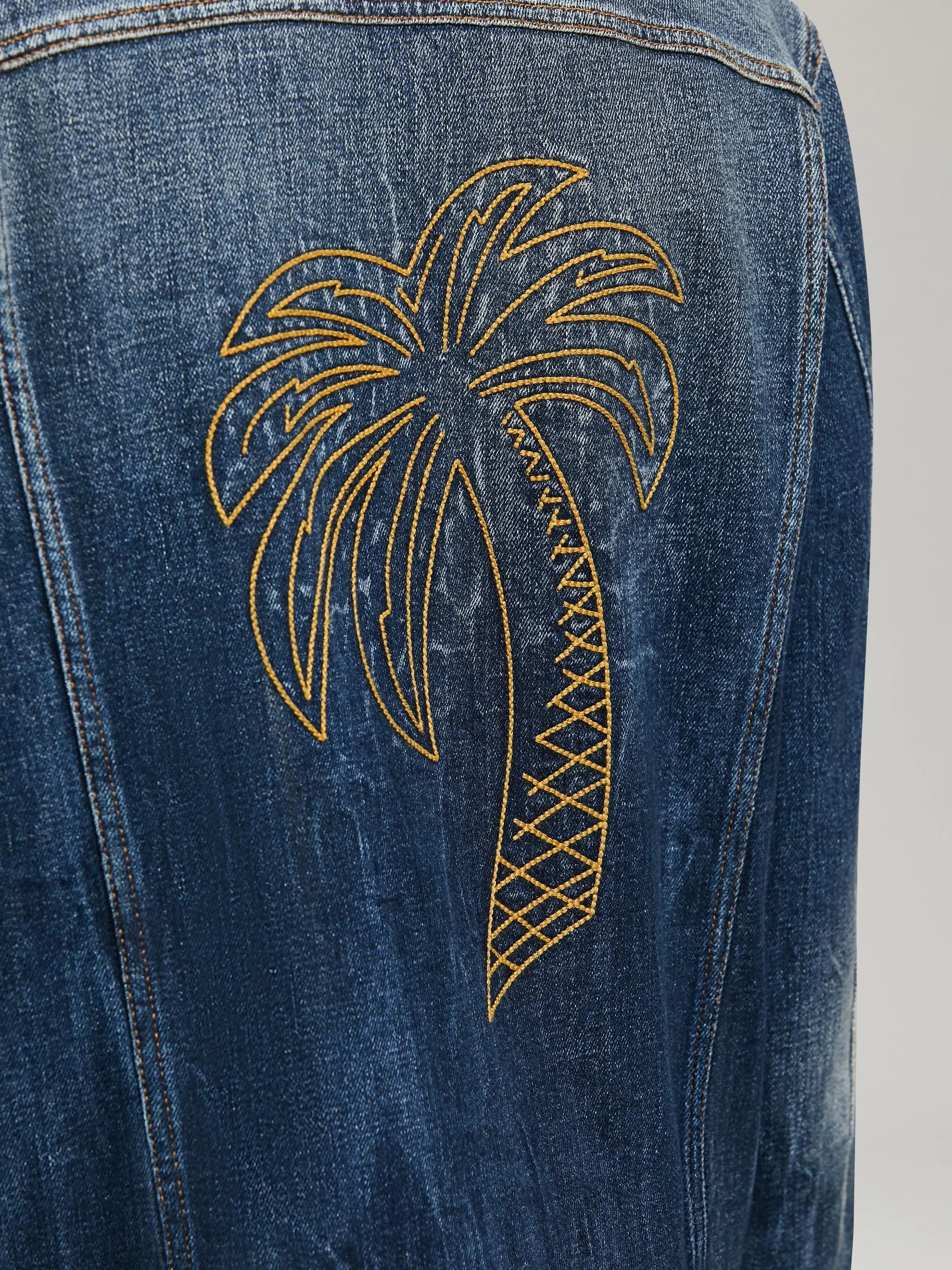 palm logo denim jacket - 6