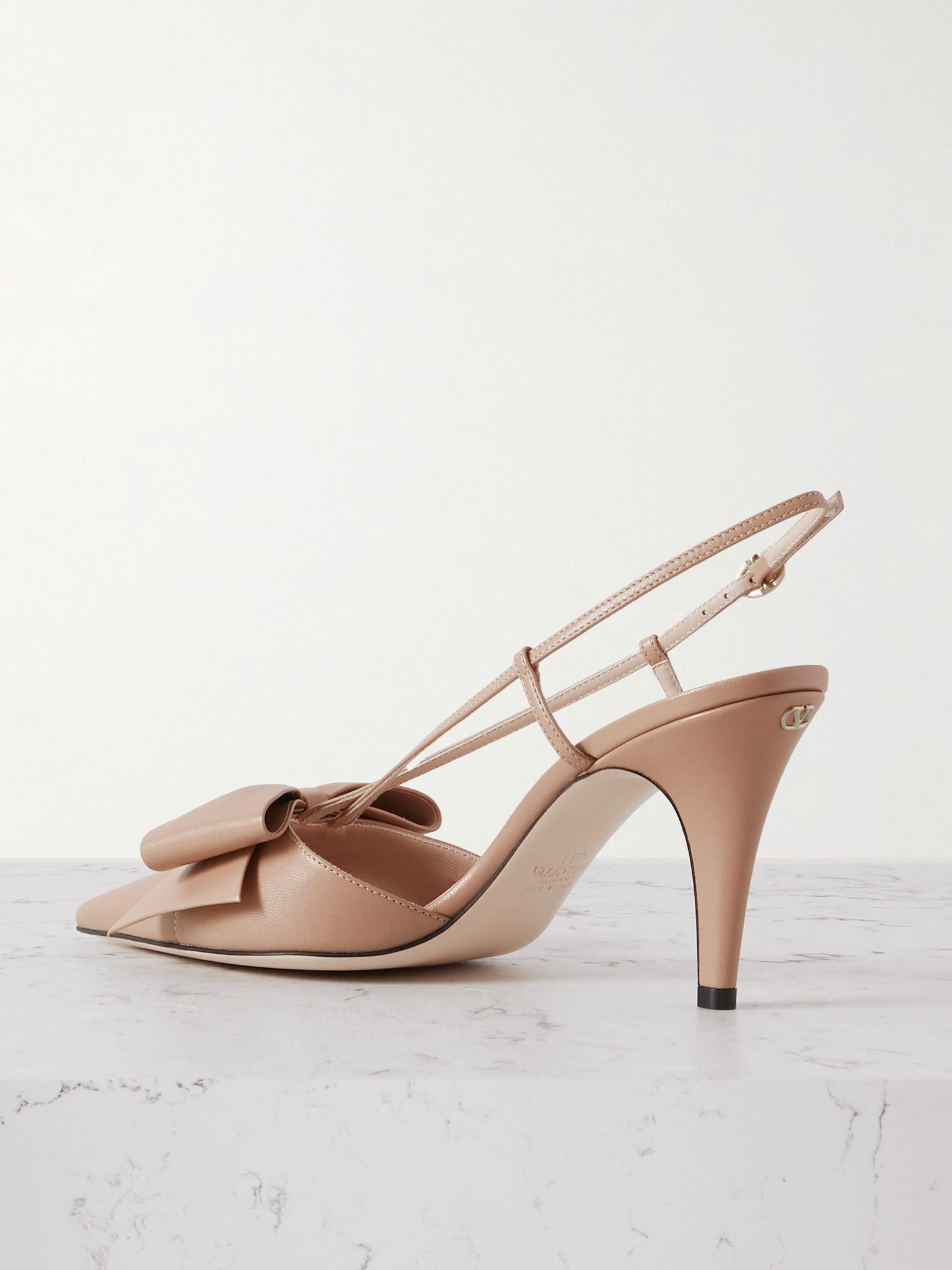 85 Bowow bow-detailed leather slingback pumps Blush - 3