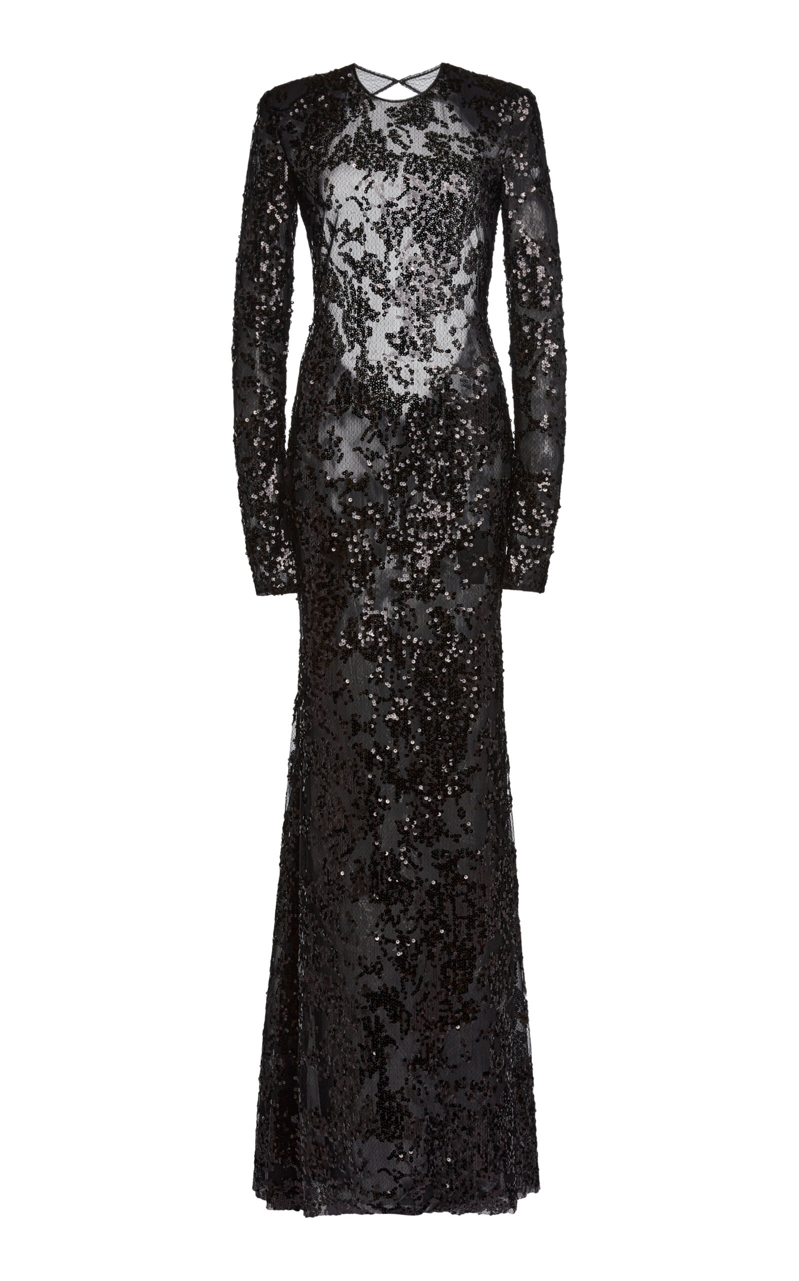 Backless Sequin Gown black - 1