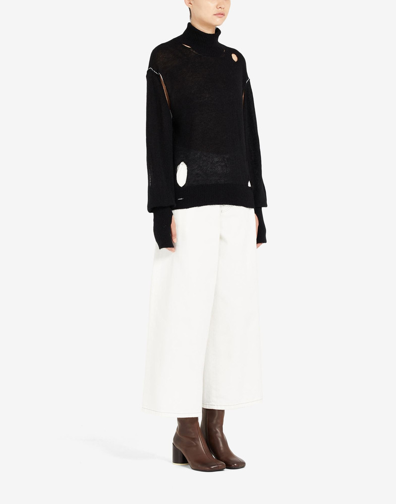 Distressed knit high-neck sweater 3
