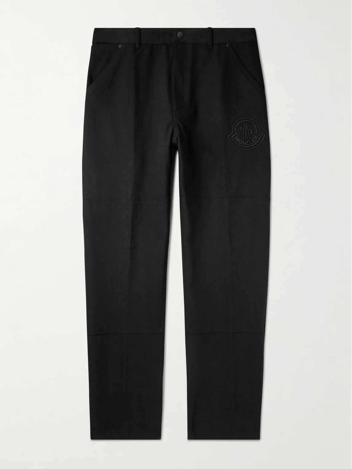 Straight-Leg Logo-Embroidered Cotton-Canvas Trousers - 1
