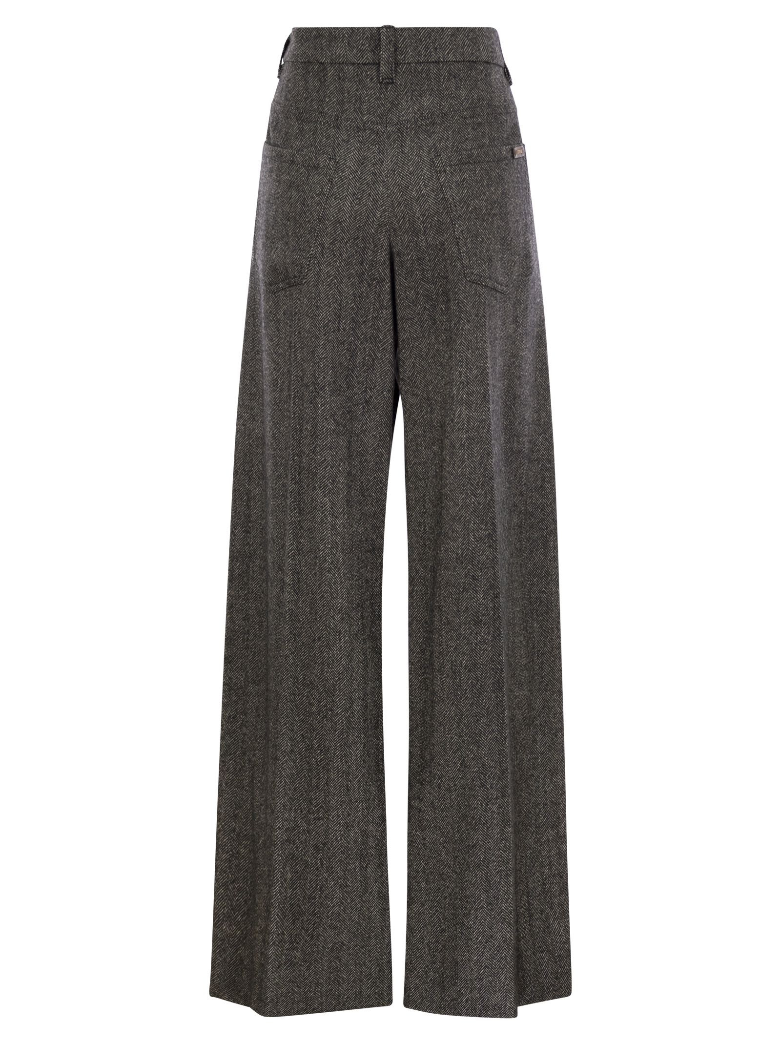 Brunello Cucinelli Women Loose Sartorial Chevron Carded Techno Wool Trousers - 2