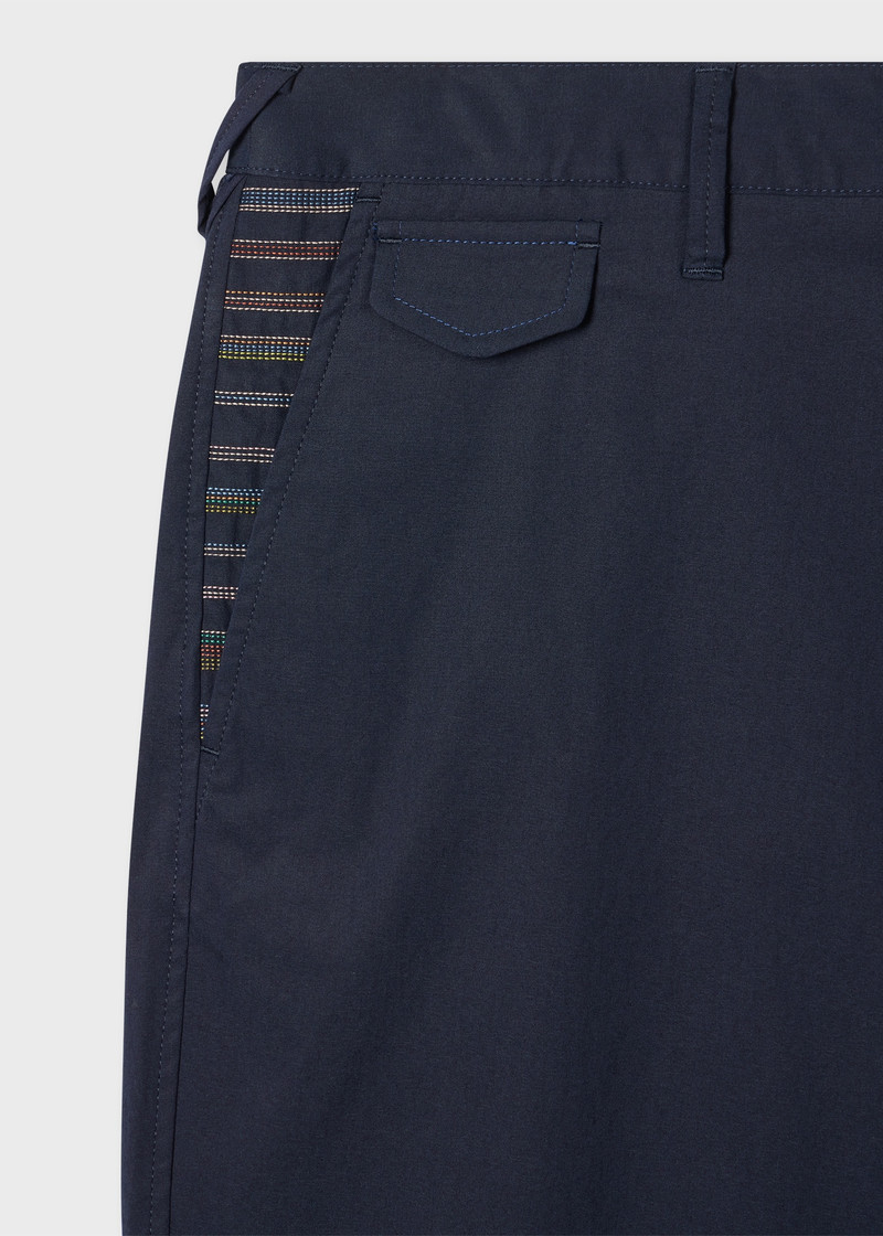 Paul Smith Mid-Fit Navy Cotton-Blend 'Embroidered Stripe' Chinos outlook