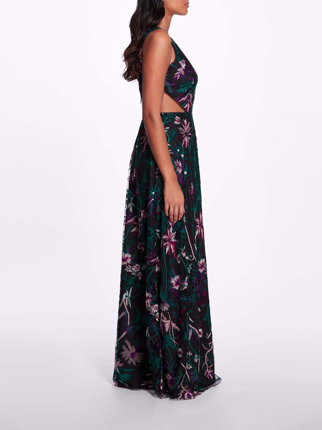 KEYHOLE BACK FLORAL GOWN - 3