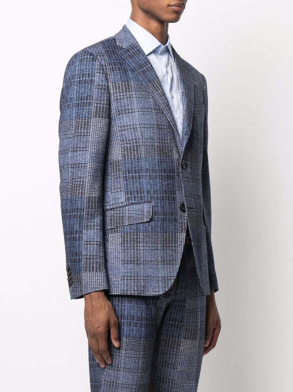 single-breasted multi-check blazer - 3