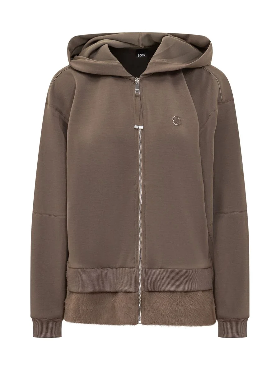 Boss Taupe Boss Hoodie With Fur - 1