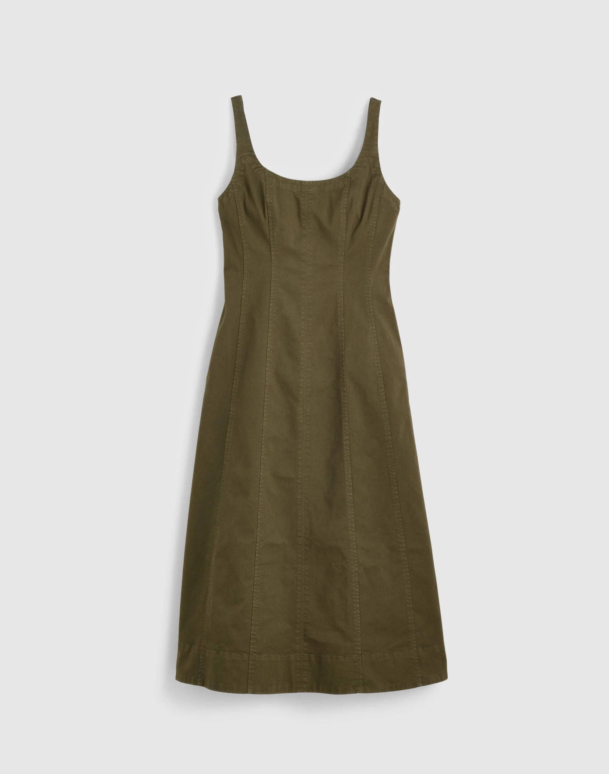 Seamed Scoopneck Midi Dress - 1
