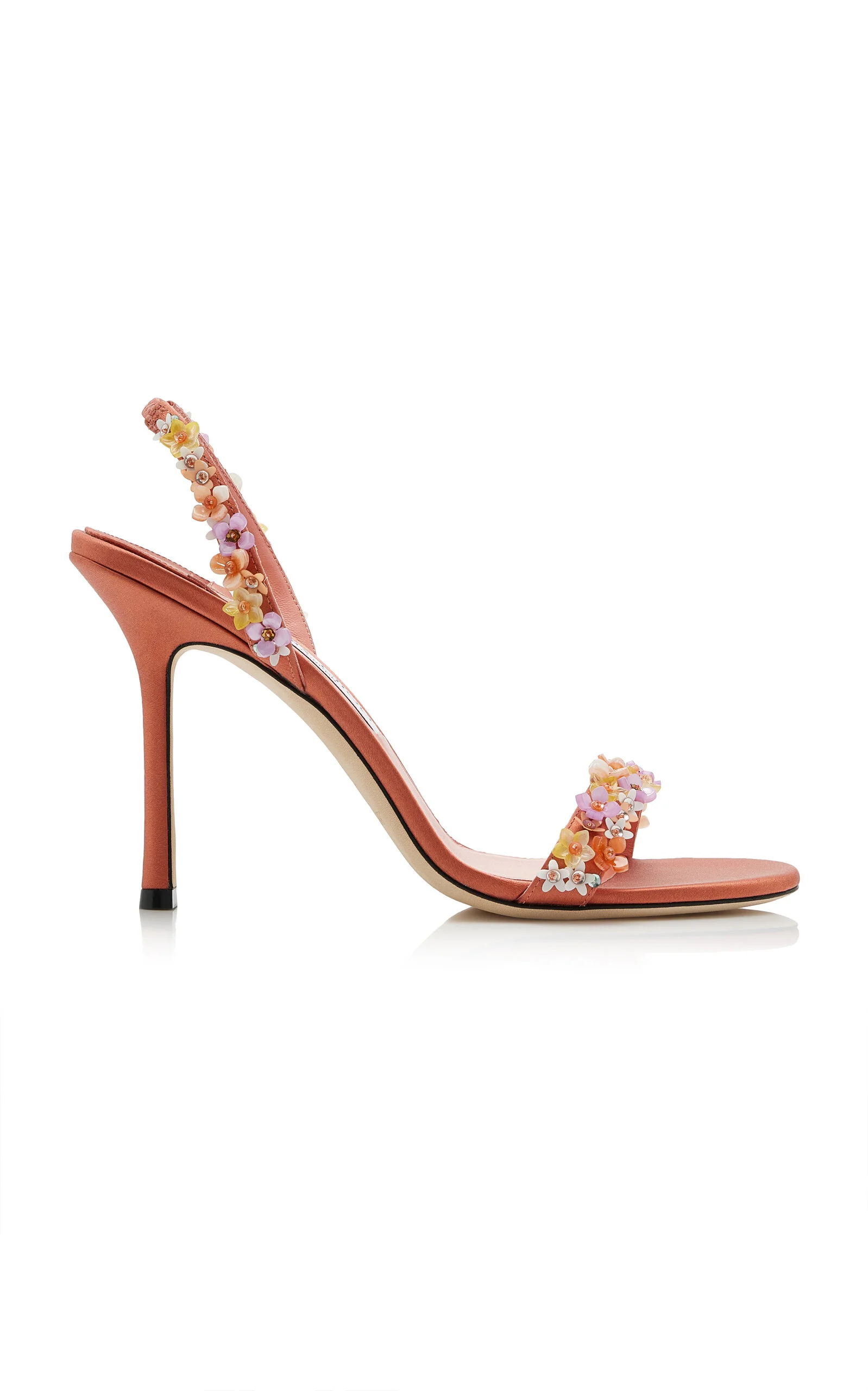 Jenn Daisy-Embroidered Satin Sandals - 1