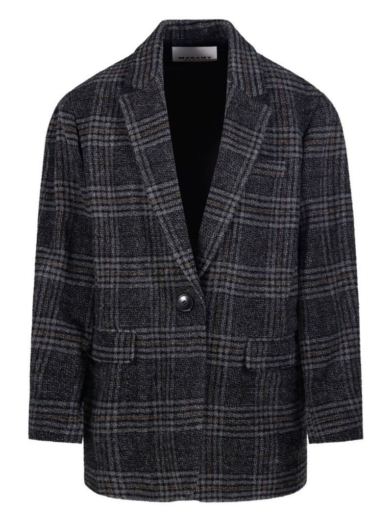 checked single-breasted blazer 1