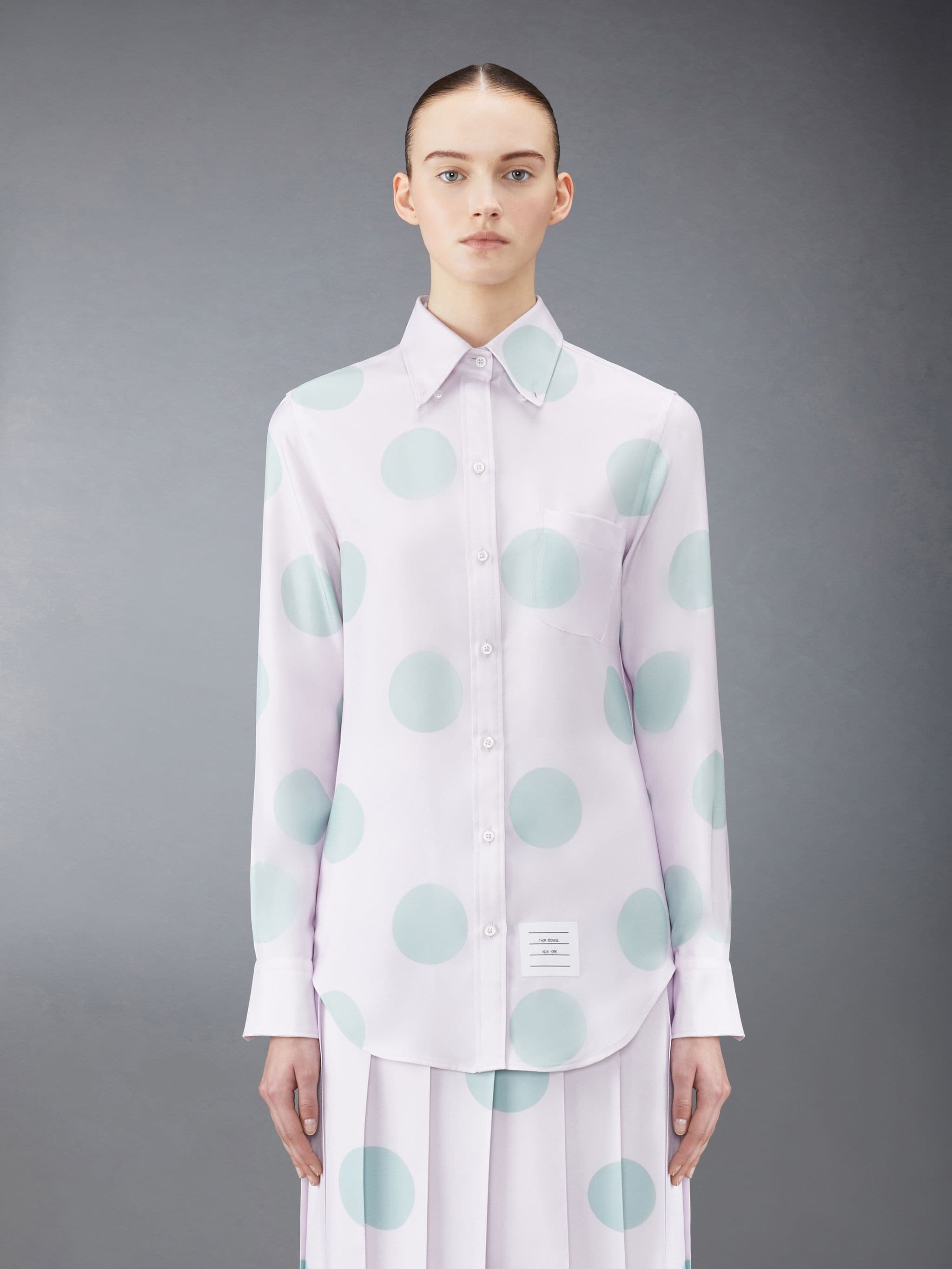 Silk Twill Polka Dot Down Point Collar Shirt - 2