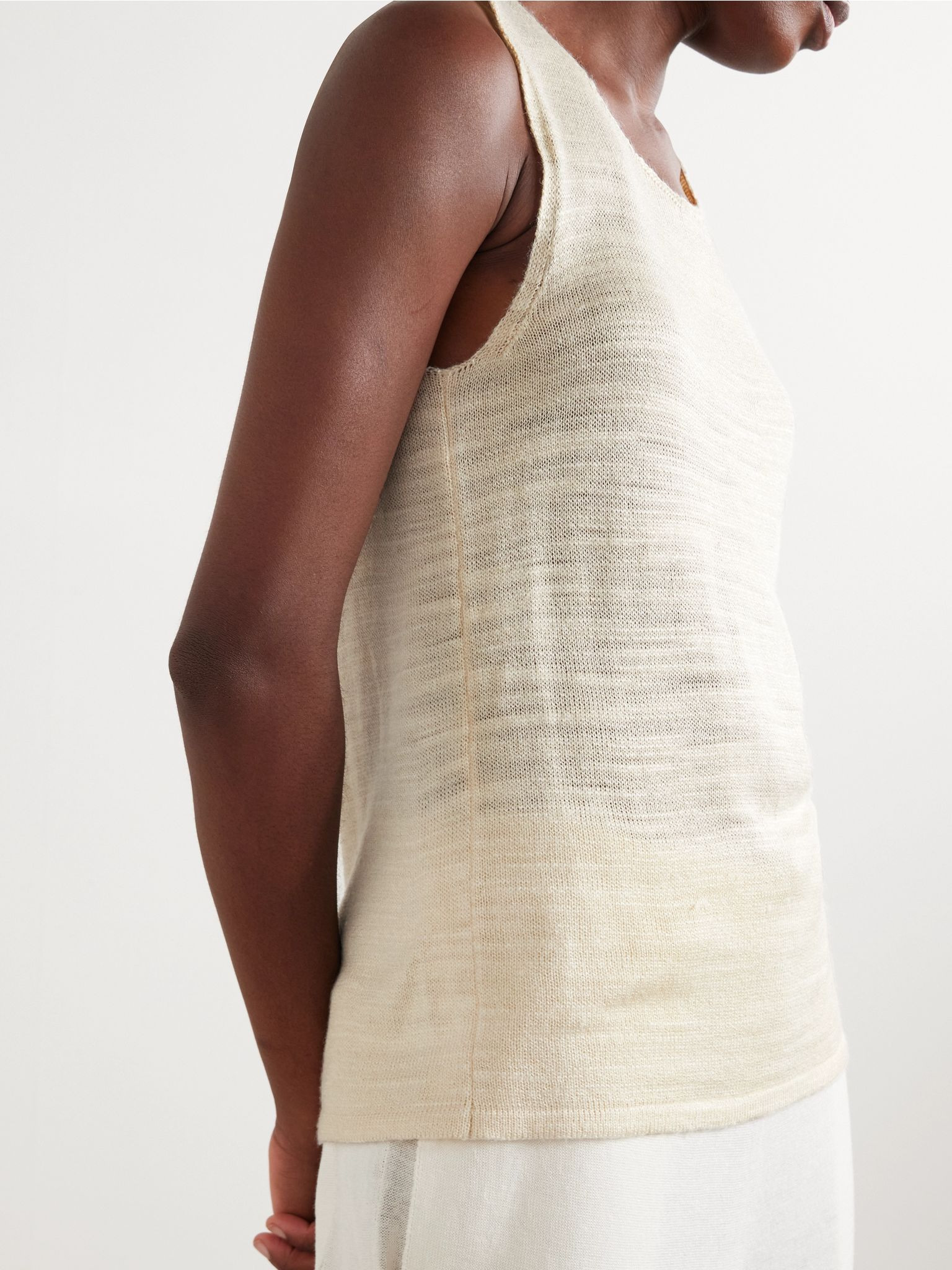 Juyah open-knit silk tank Ecru - 3