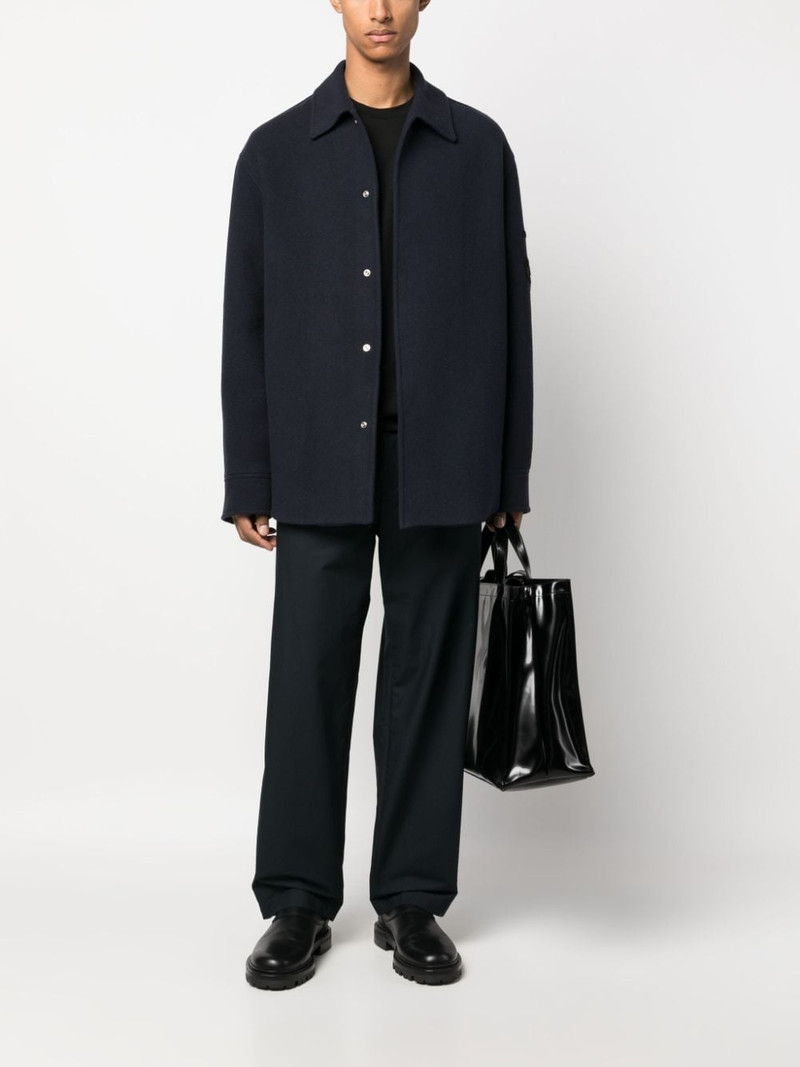 Jil Sander logo-jacquard virgin wool shirt jacket outlook