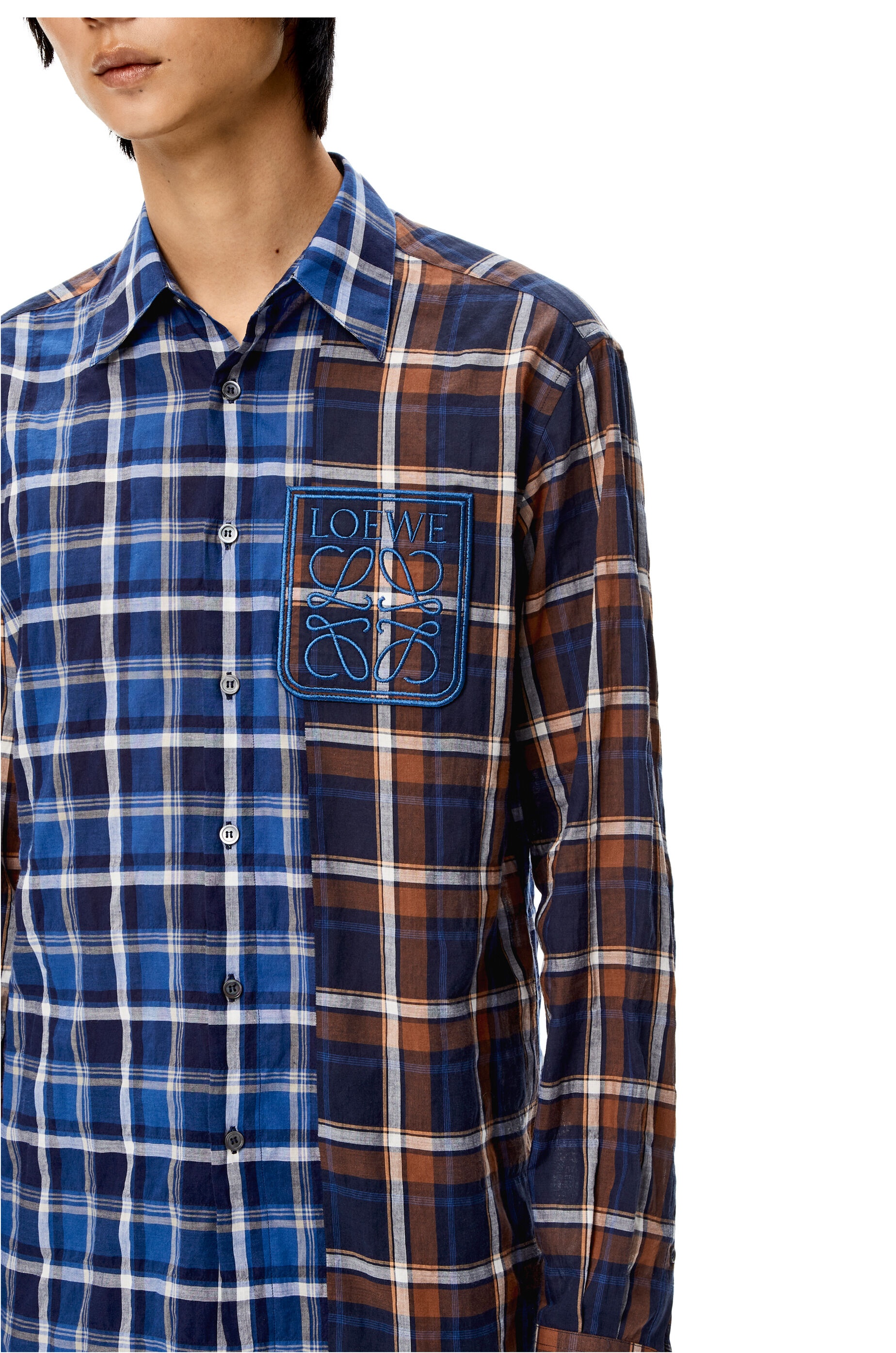 Patchwork check shirt in cotton - 5