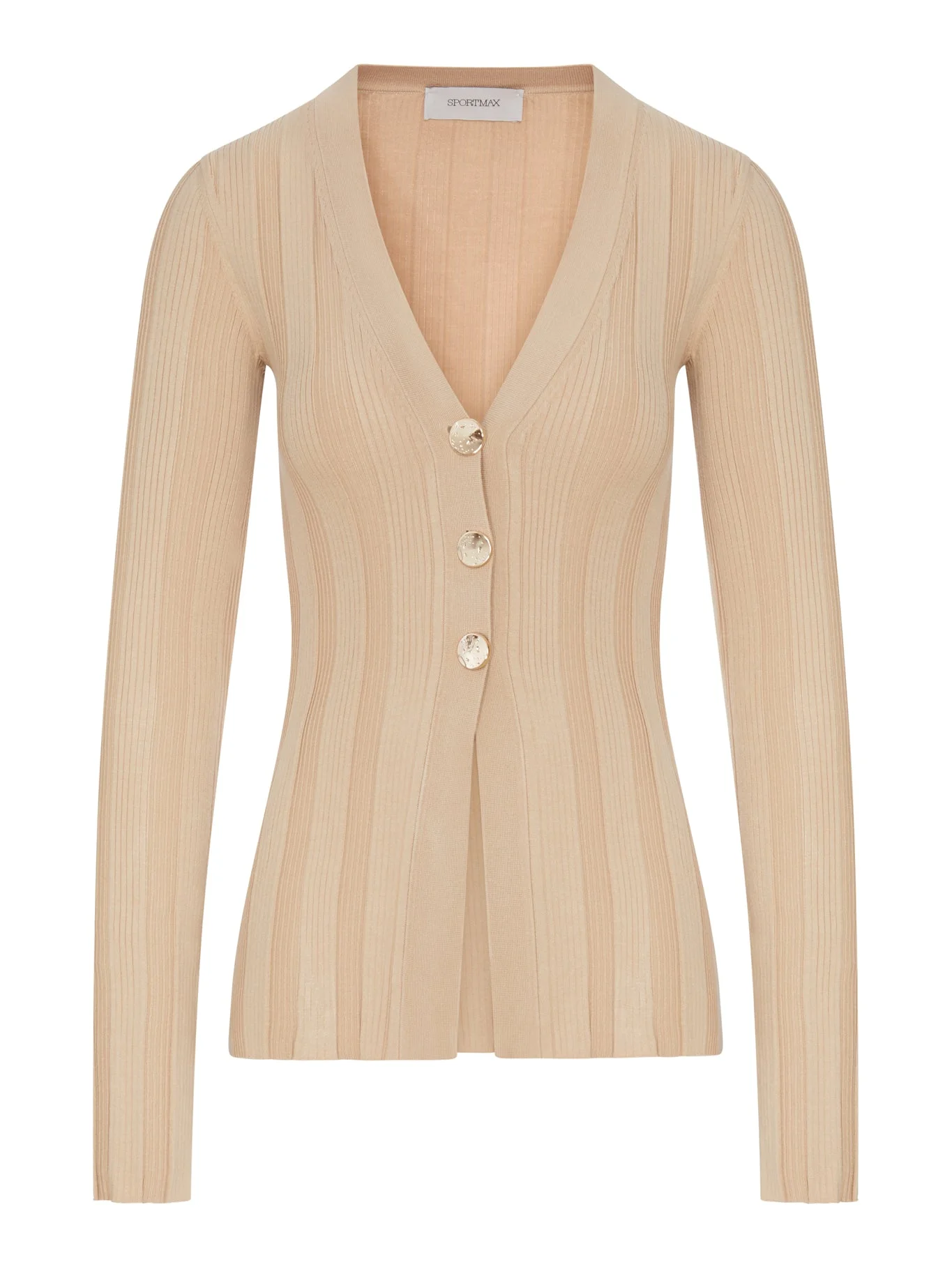 SLIM RIBBED VISCOSE CARDIGAN - 1