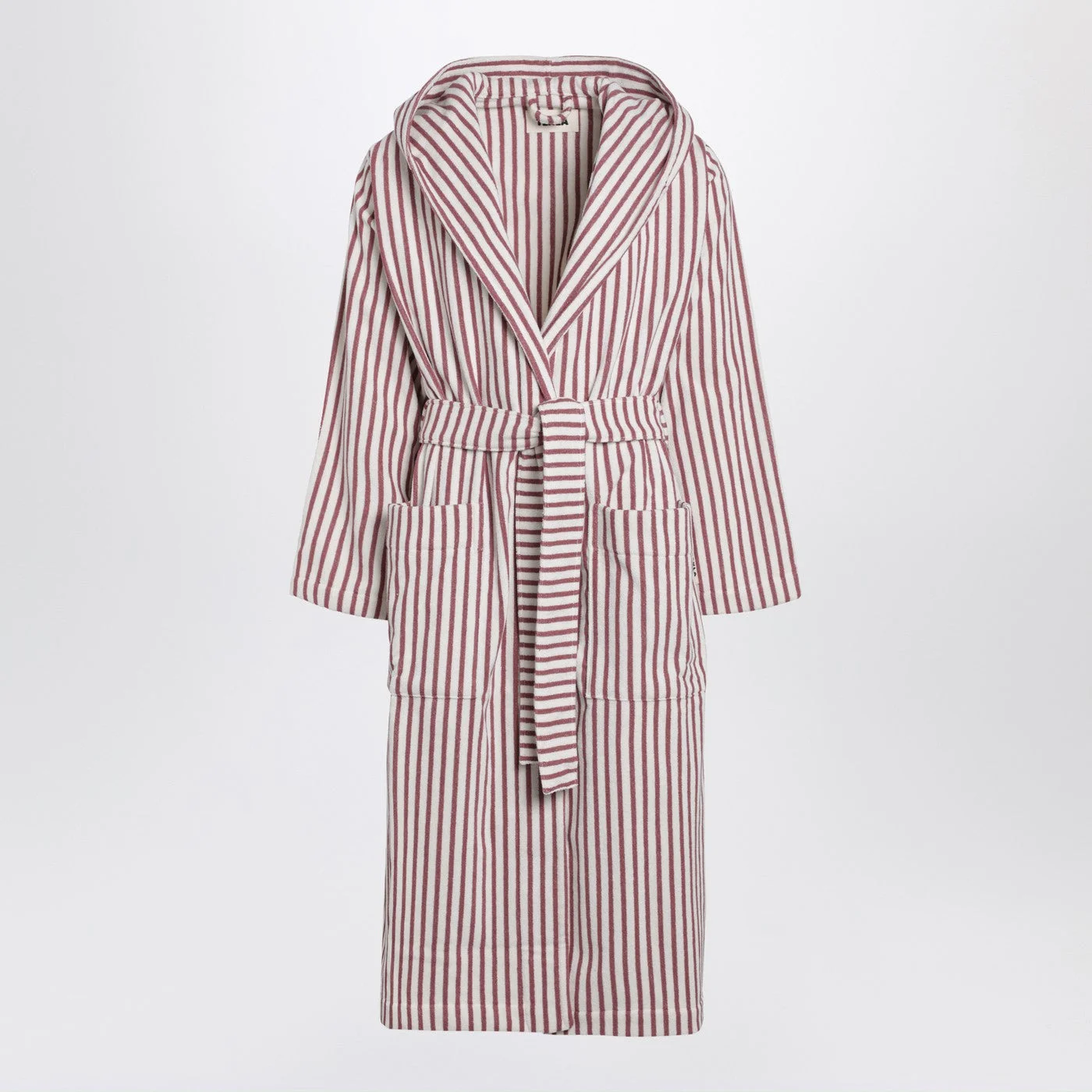 Bathrobe white/dark pink striped - 1