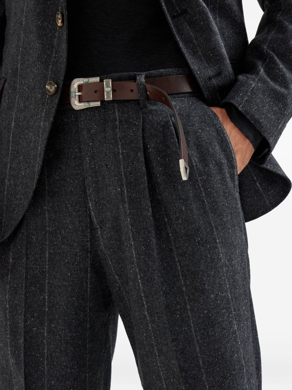 pinstripe pleated trousers - 5