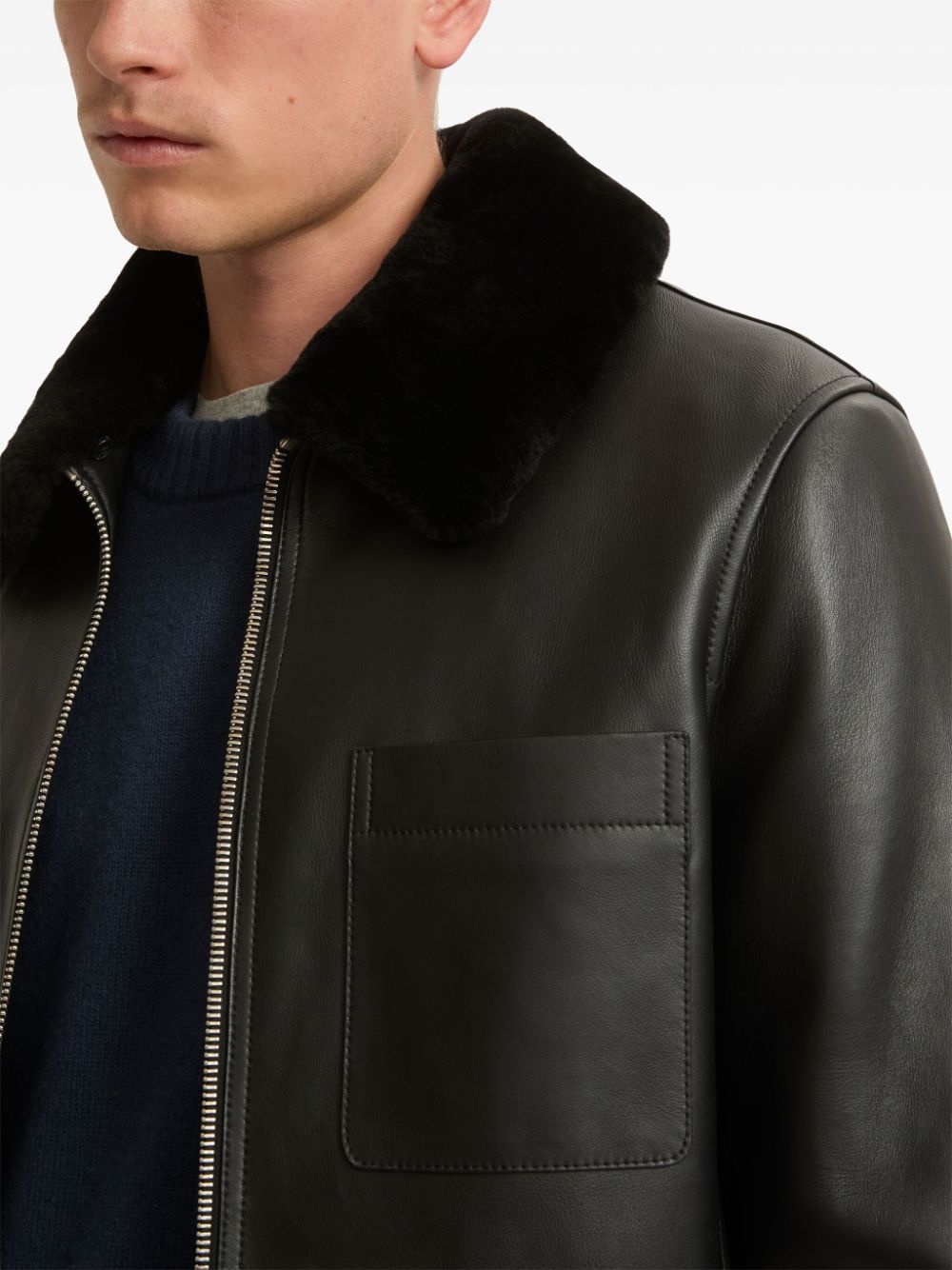 Shearling-collar jacket - 5