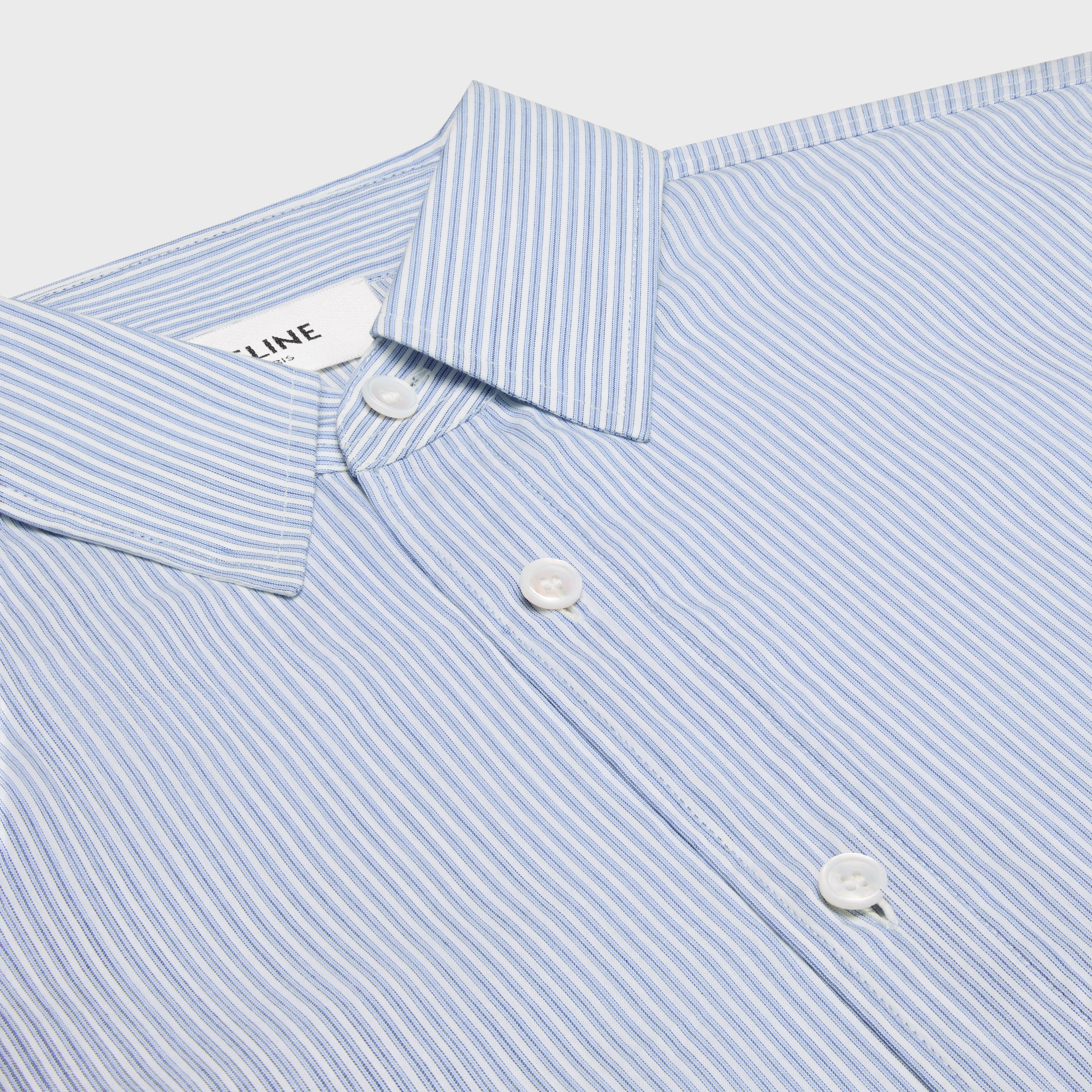 cropped shirt in striped cotton linen - 3