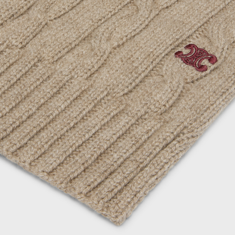 CELINE cable-knit triomphe scarf in cashmere outlook