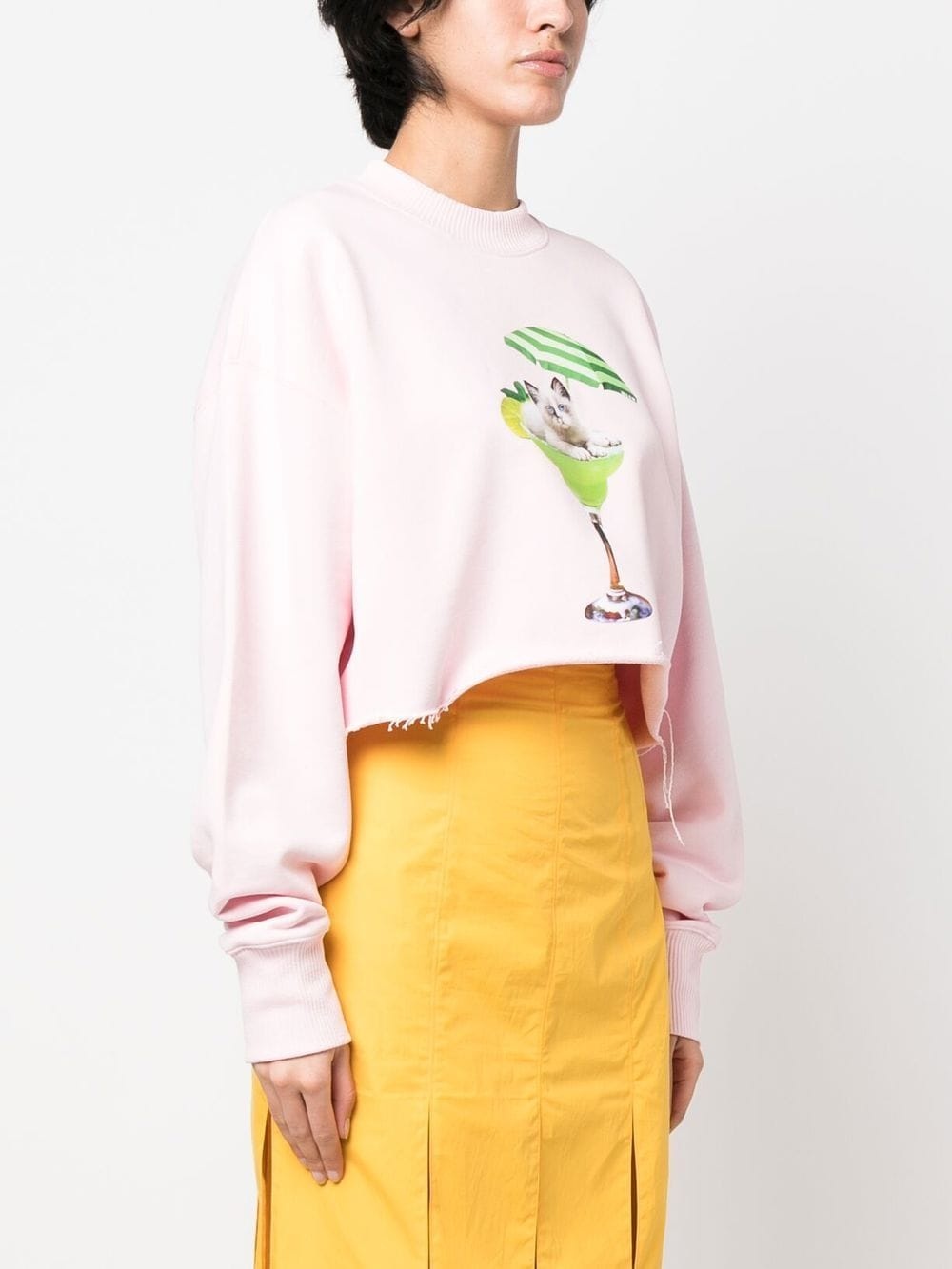 graphic print cropped sweatshirt - 3
