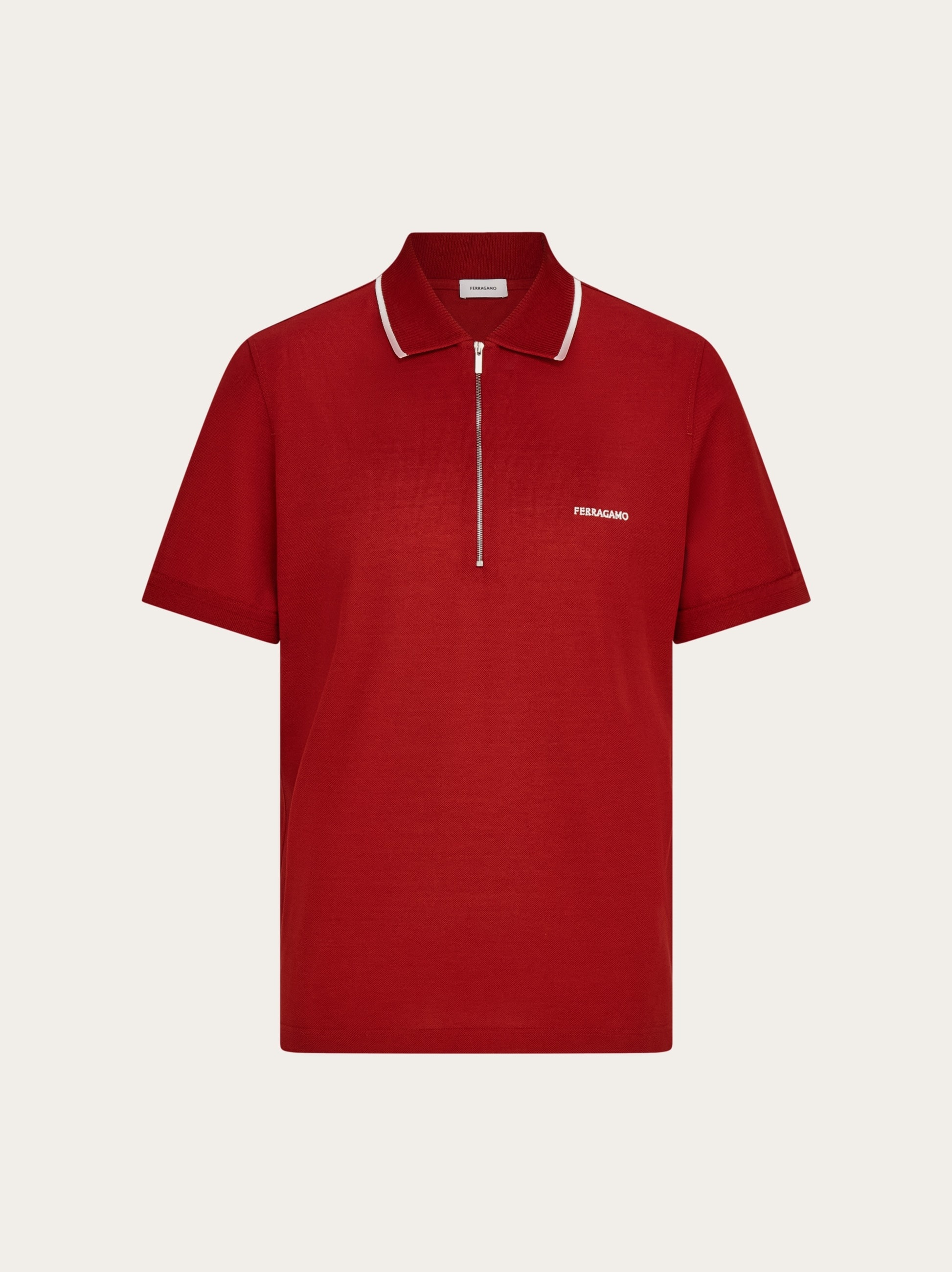 Cotton polo shirt with zip closure - 1