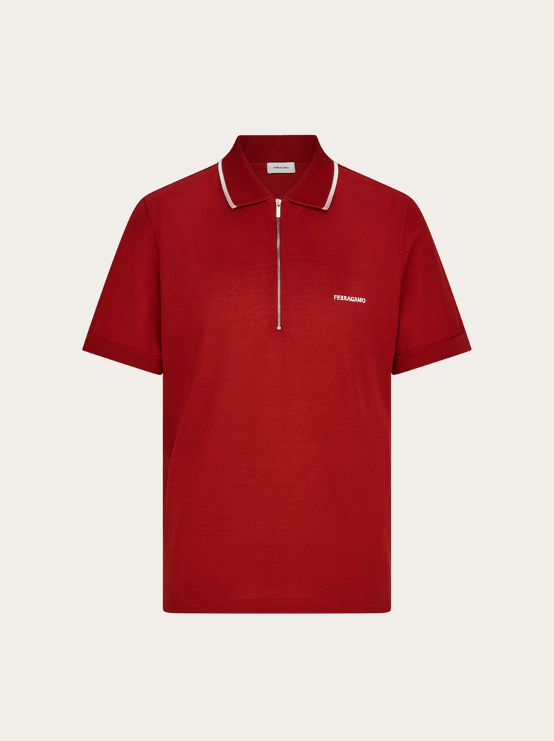 Cotton polo shirt with zip closure 1