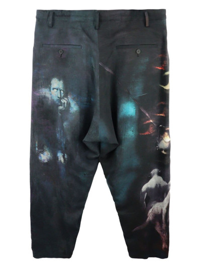 Yohji Yamamoto abstract-print drop-crotch trousers outlook