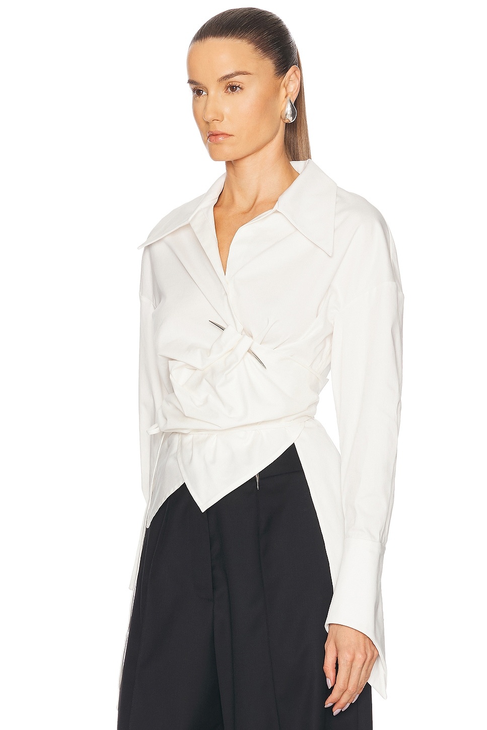 Pierced Dagger Oversized Wrap Shirt - 3