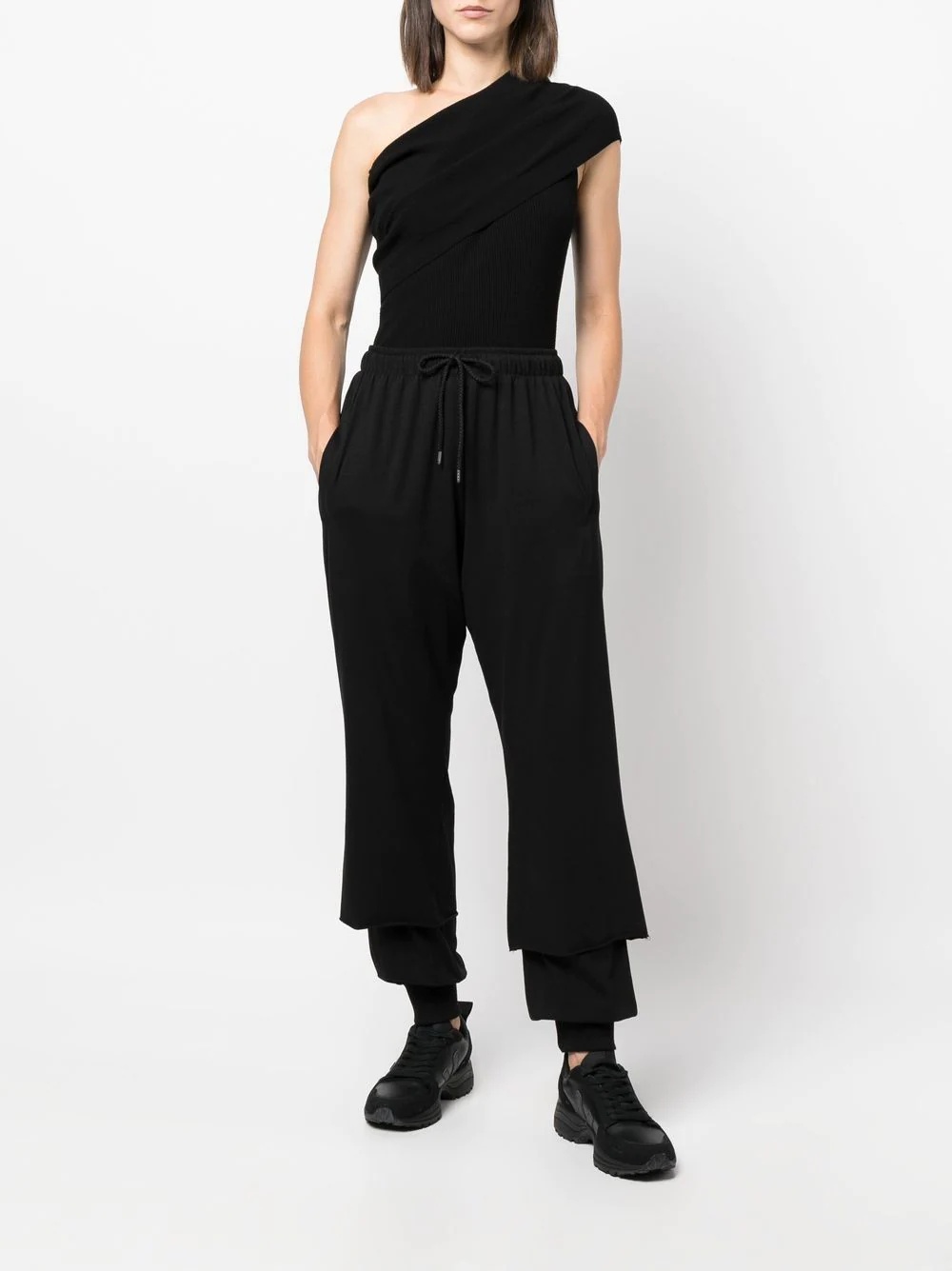 straight-leg layered track pants - 3