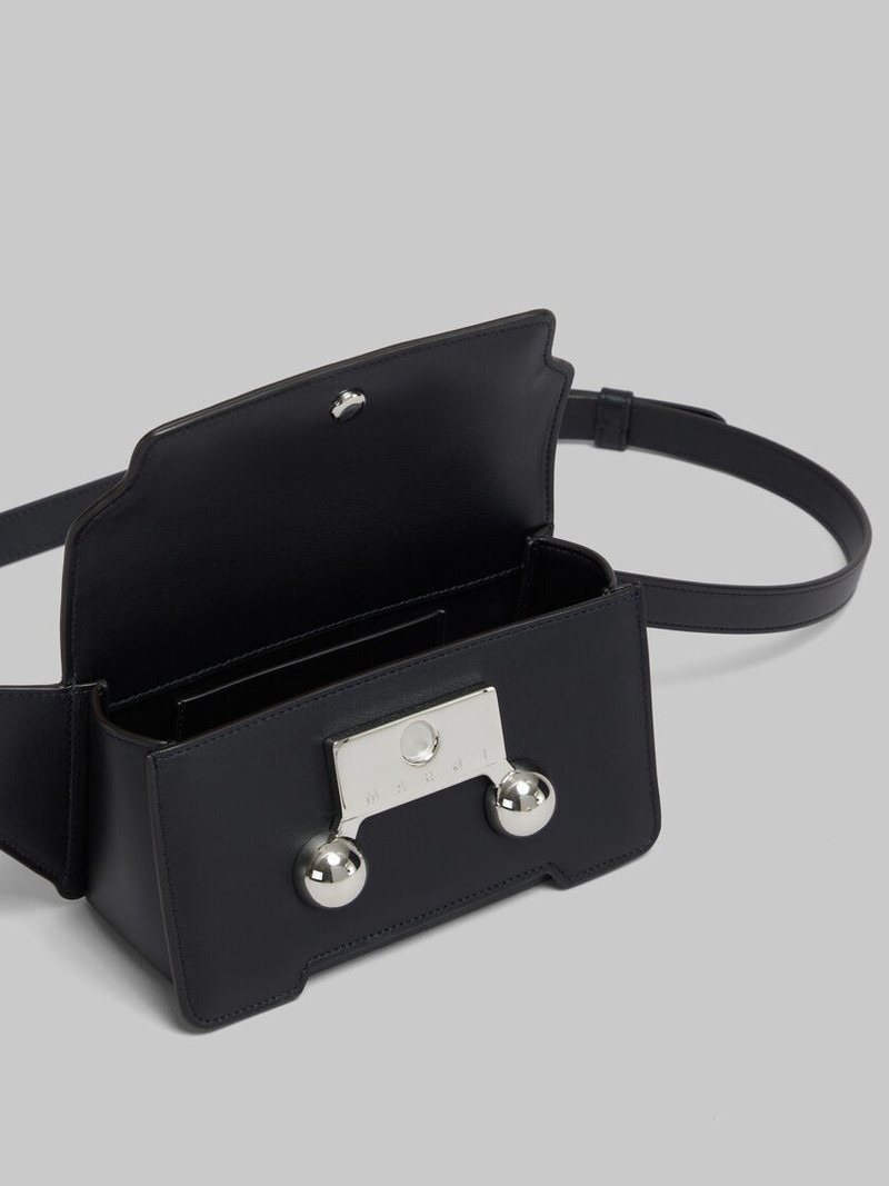 BLACK LEATHER TRUNKAROO CROSSBODY BAG 4