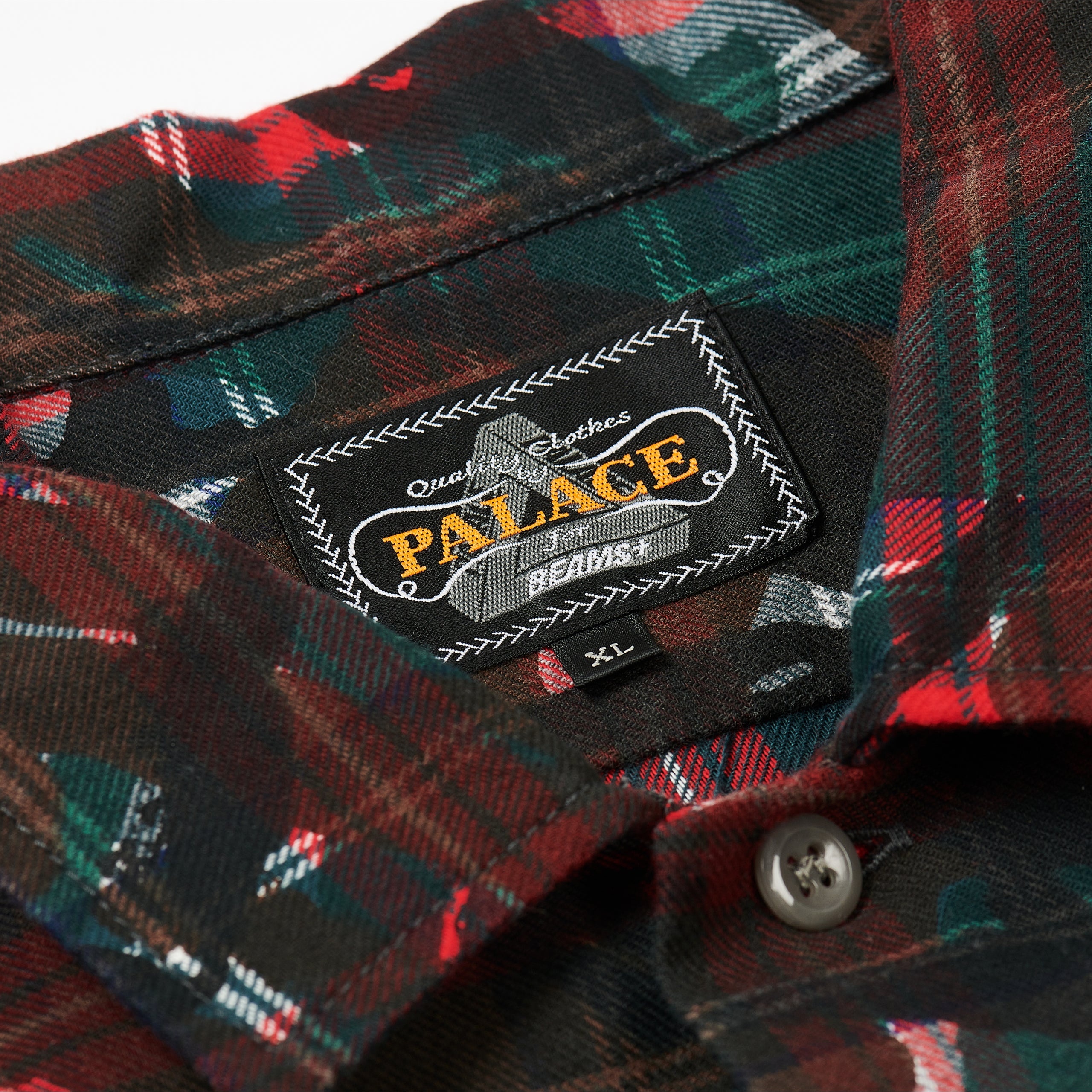 PALACE BEAMS PLUS WORK SHIRT GREY TARTAN CAMO - 3