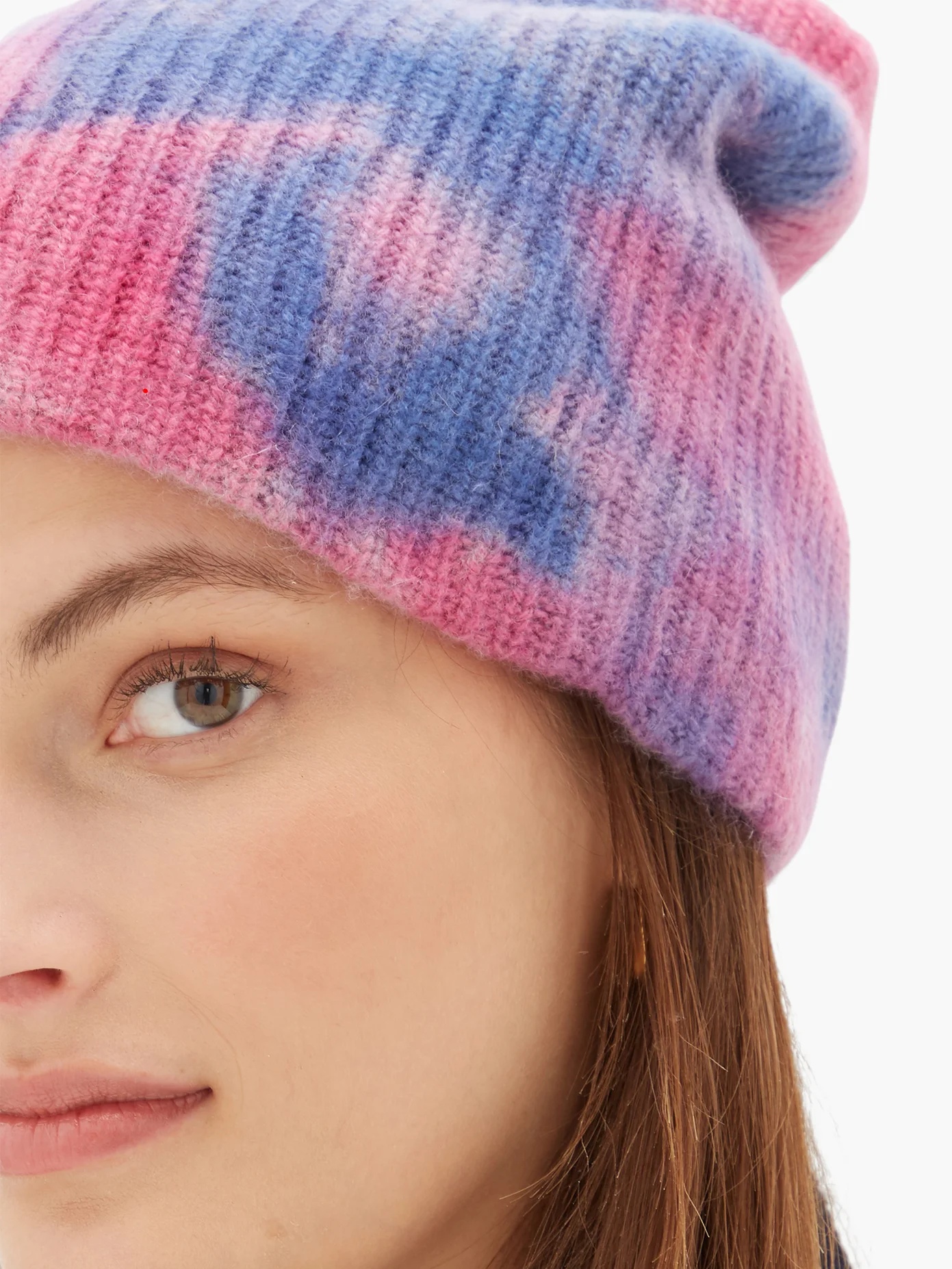 Hot-dye cashmere beanie hat - 3