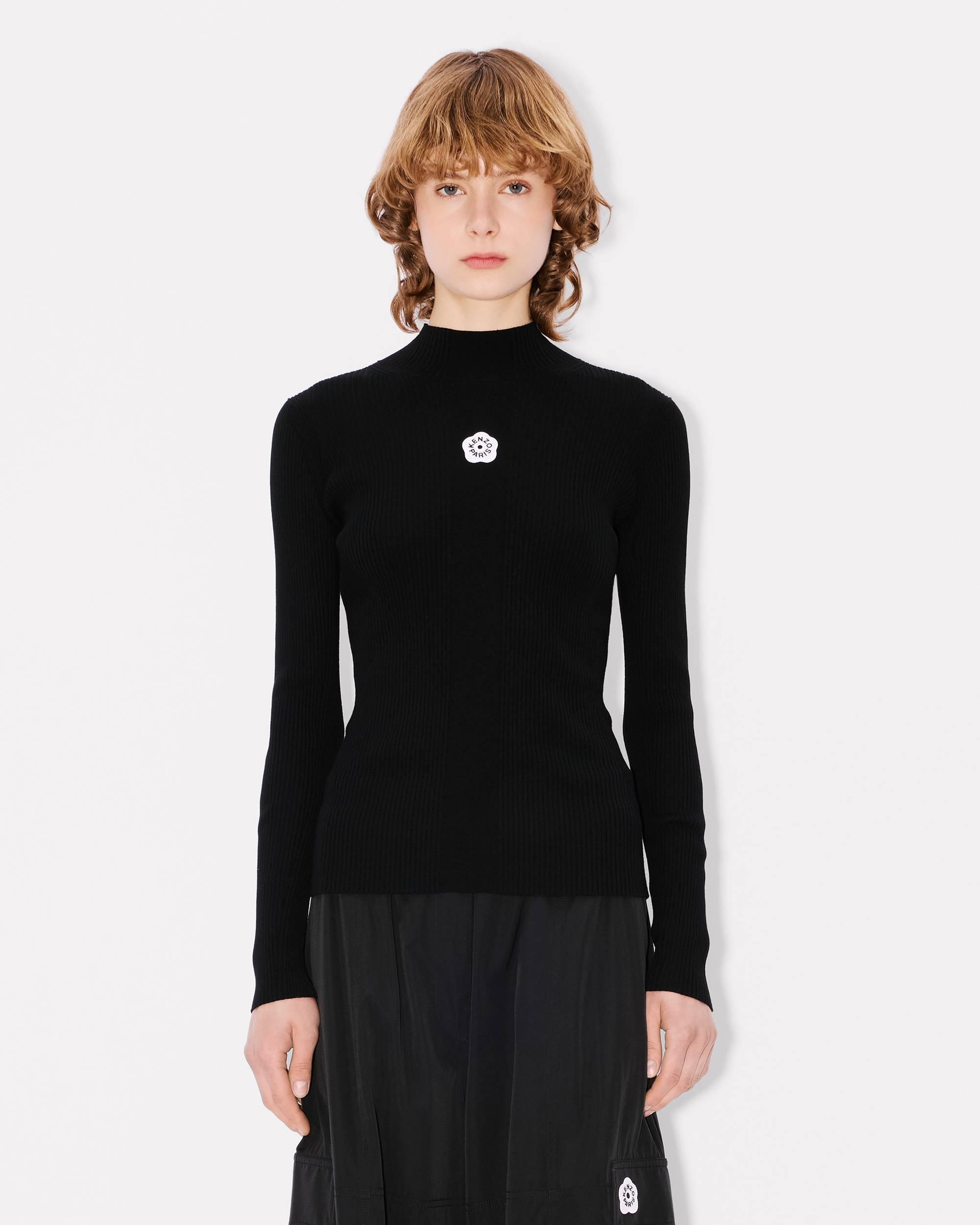 'Boke Flower 2.0' embroidered long sleeve rib top - 3