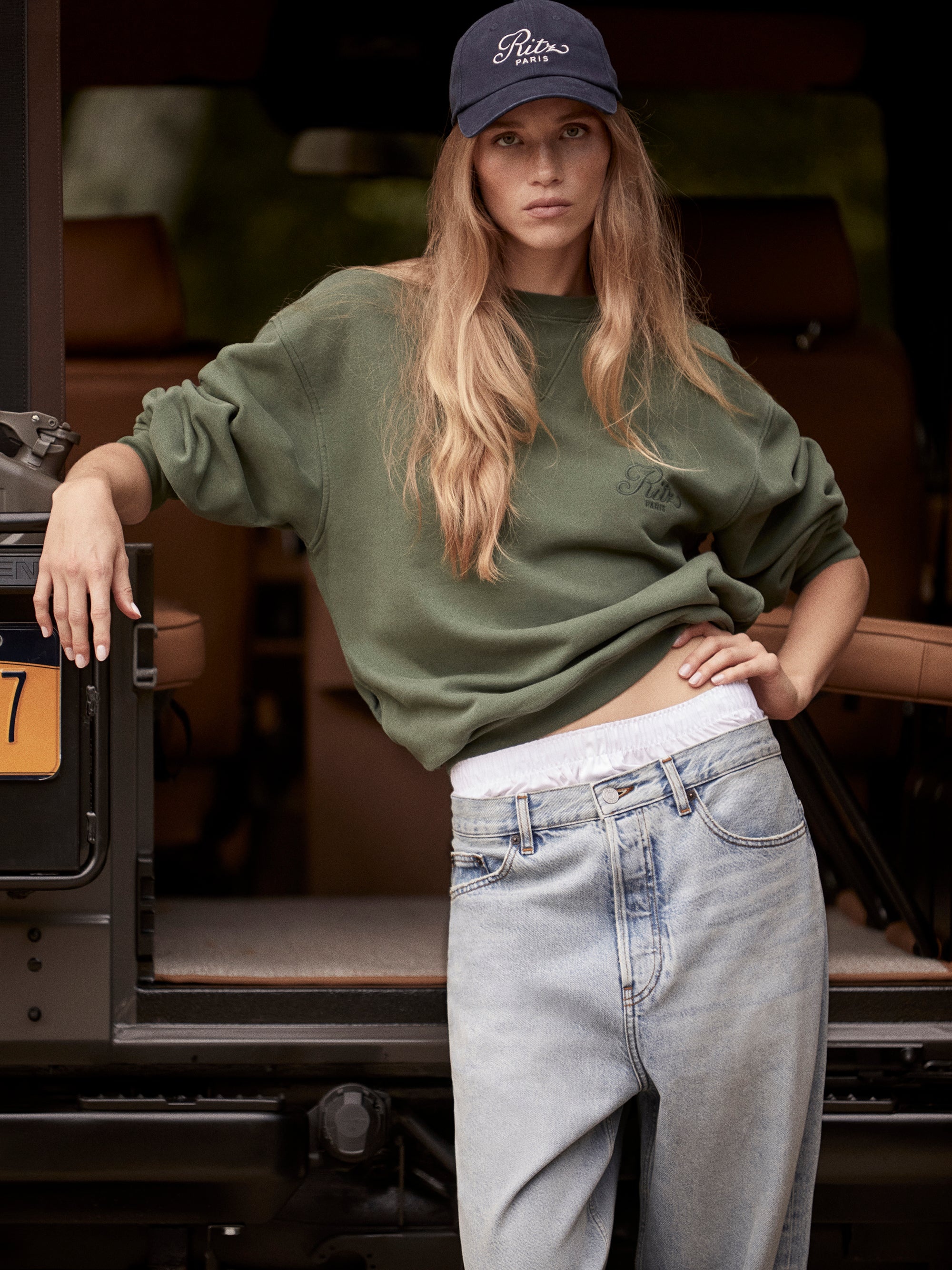 Ritz Unisex Tonal Logo Crewneck in Hunter Green - 2