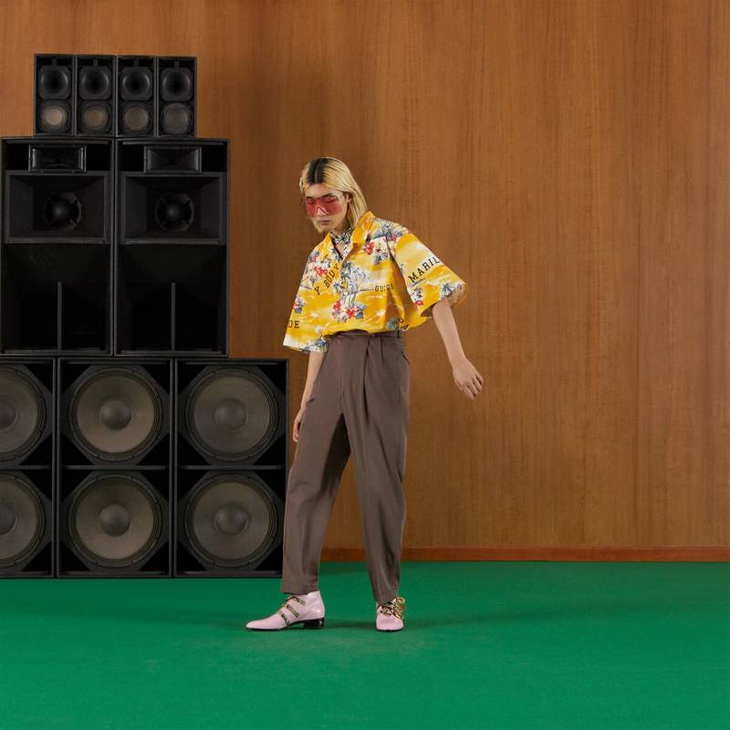 GUCCI Printed cotton poplin bowling shirt outlook