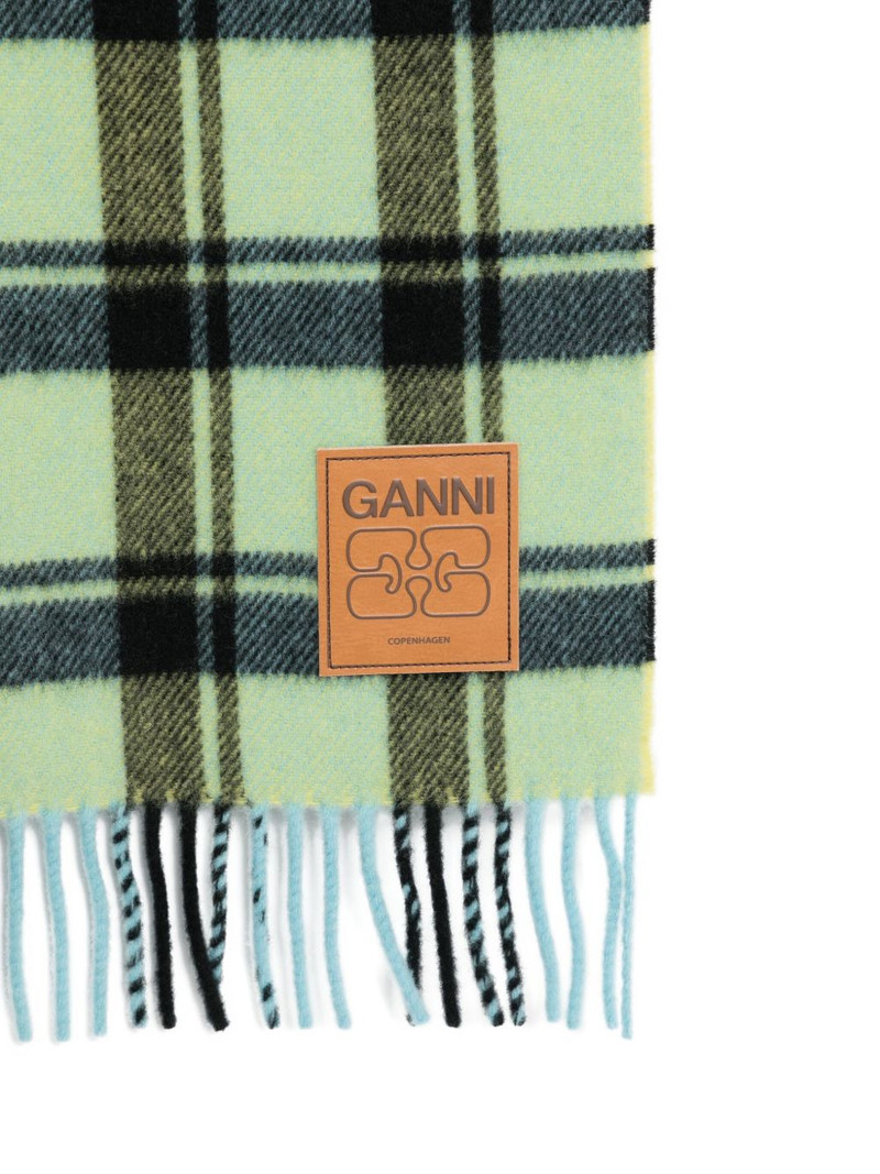GANNI checked fringed scarf outlook
