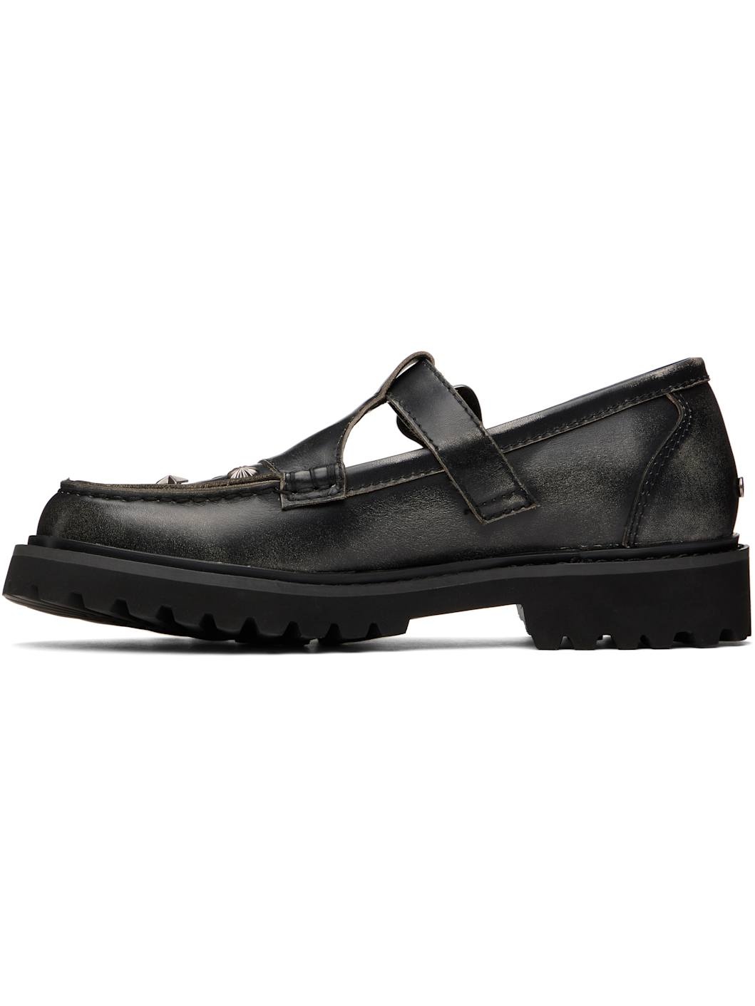 Black Western Mary Jane Loafers - 3