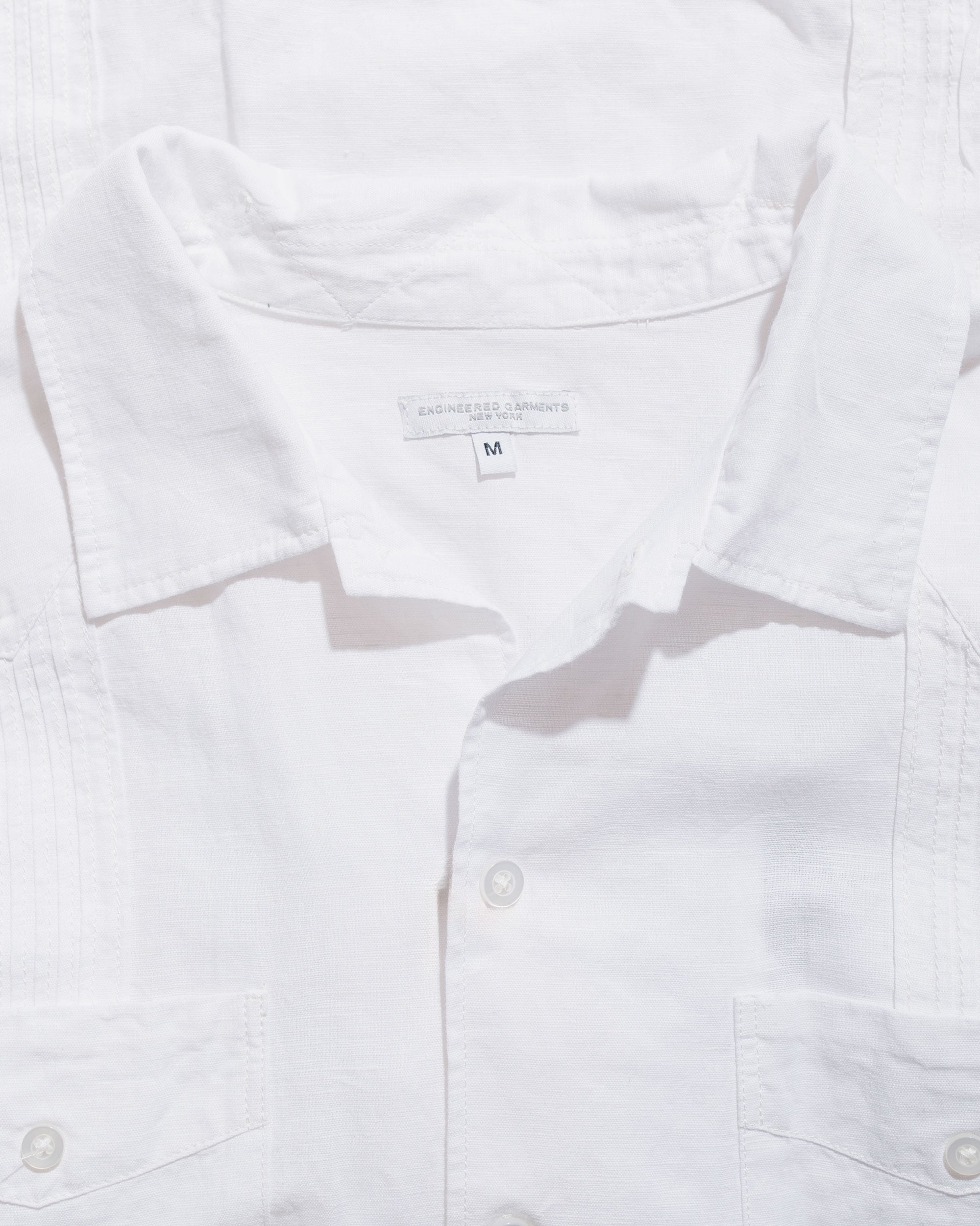 Guayabera Shirt White Handkerchief Linen - 5