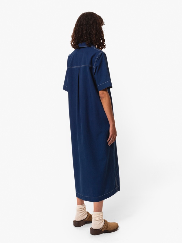 Danielle Indigo Cotton Dress Blue - 3