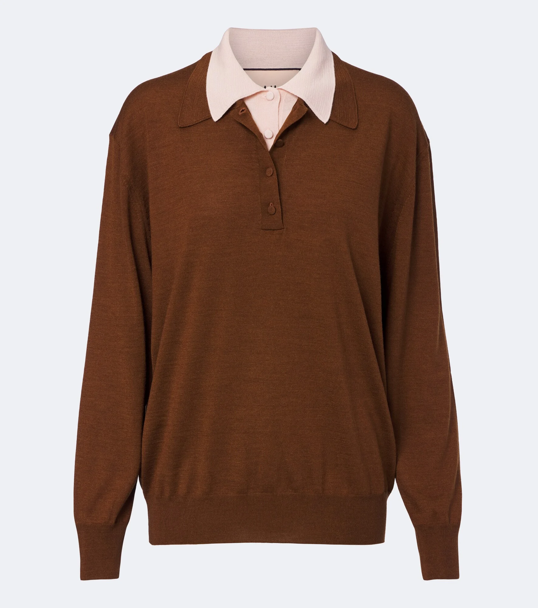 Layered wool and silk polo sweater - 1