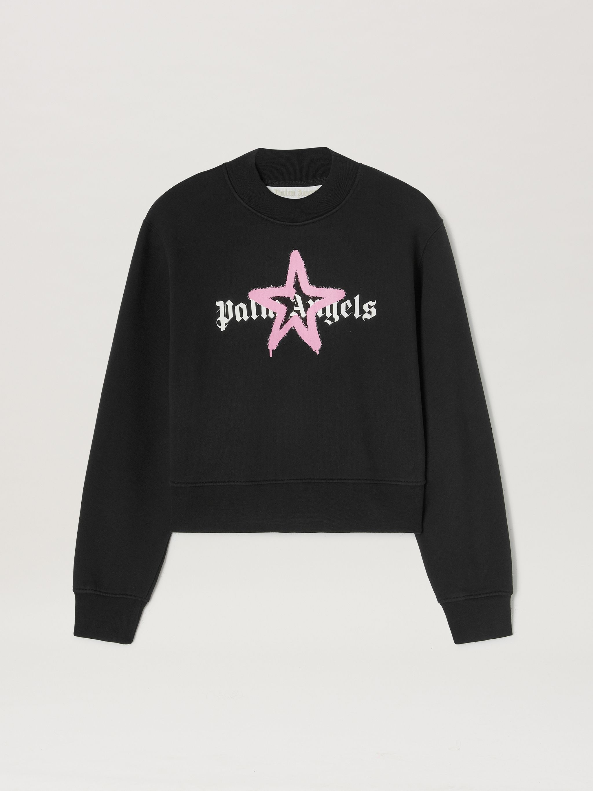 Star Sprayed Fitted Crew  Black Pink - 1