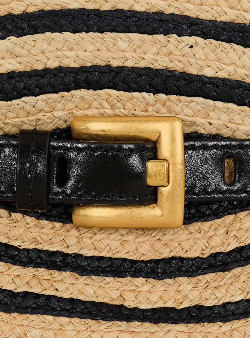 Mini Shuffle bag in smooth leather and raffia 7