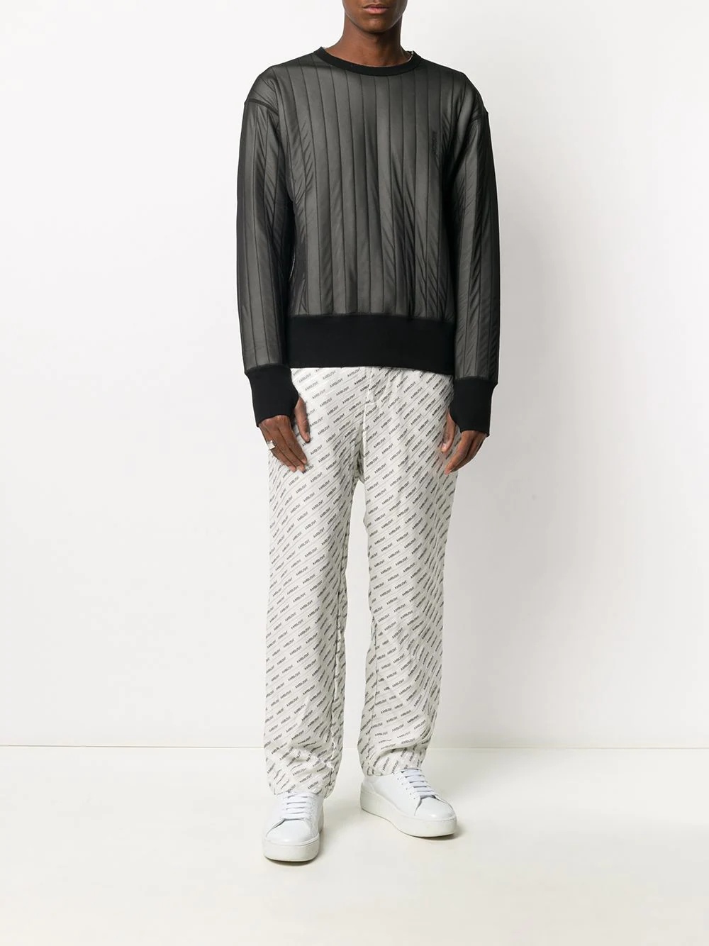 embroidered logo quilted sweatshirt - 3