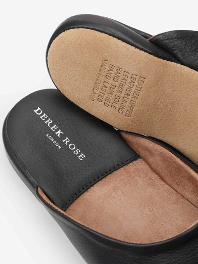 Derek Rose Men's Mule Slippers Morgan Calfskin Leather Black outlook