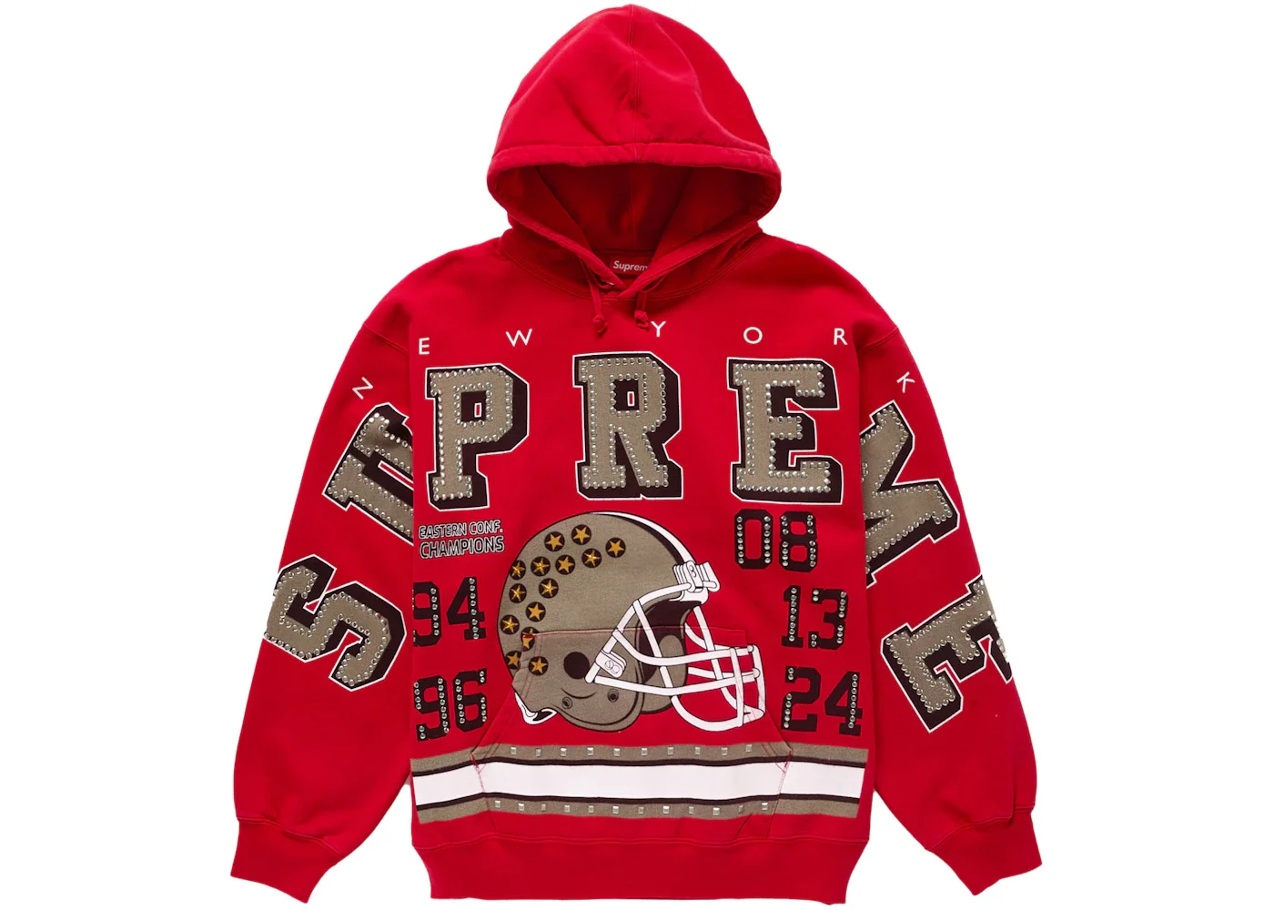 Supreme Champions Studded Hooded Sweatshirt Red - 1